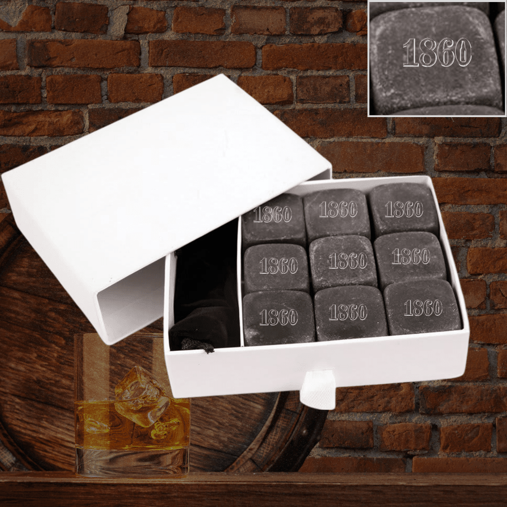 9 - Piece 1860 Basalt Whiskey Stone Set - 