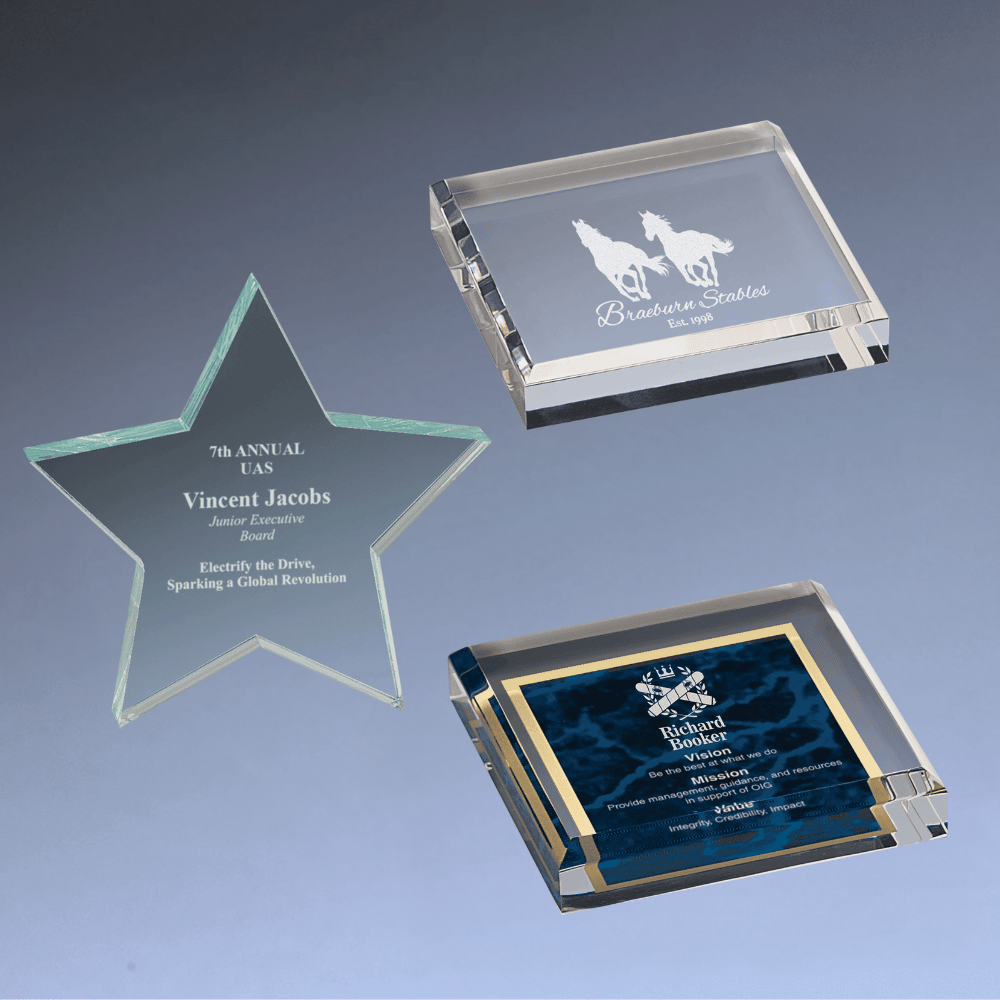 Acrylic Paperweights with Engraved Personalization