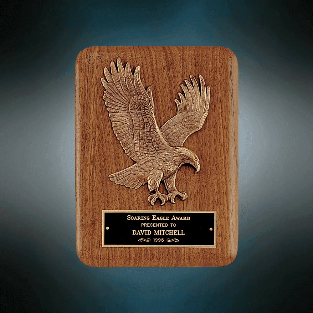 American Walnut Plaque with Gold Eagle Cast and Medallion | Custom Military Award