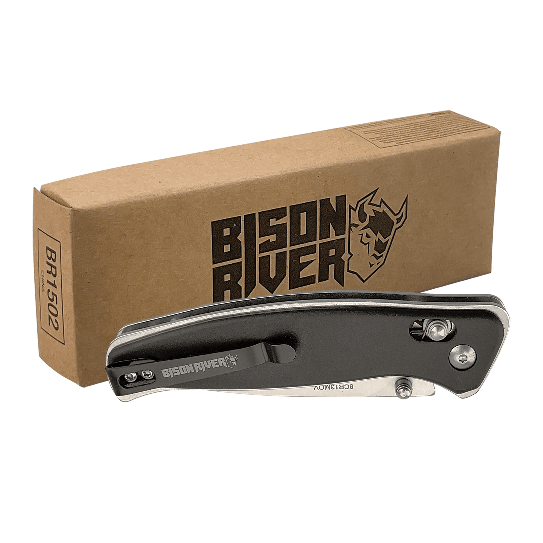 Personalized Bison River Folding Knife with Stainless Steel Blade
