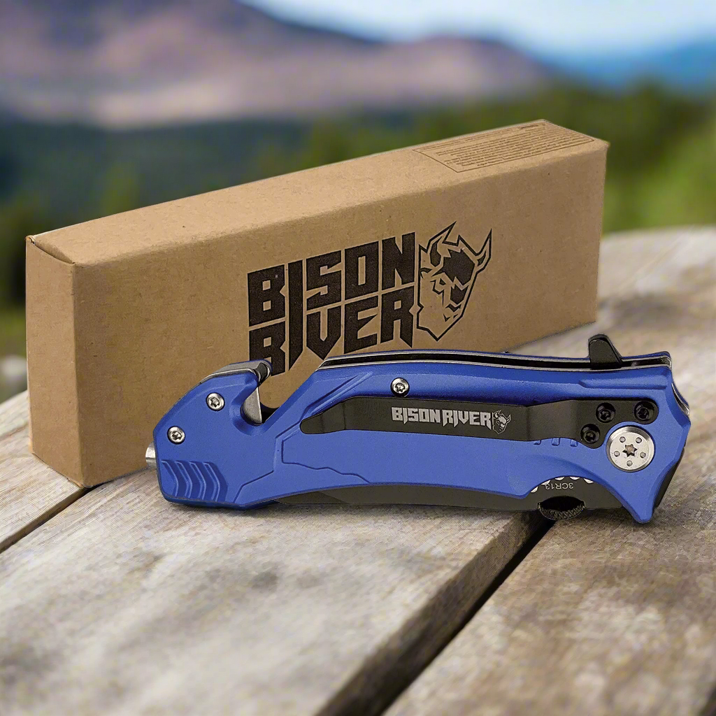 Bison River Personalized Rescue Knife - Blue