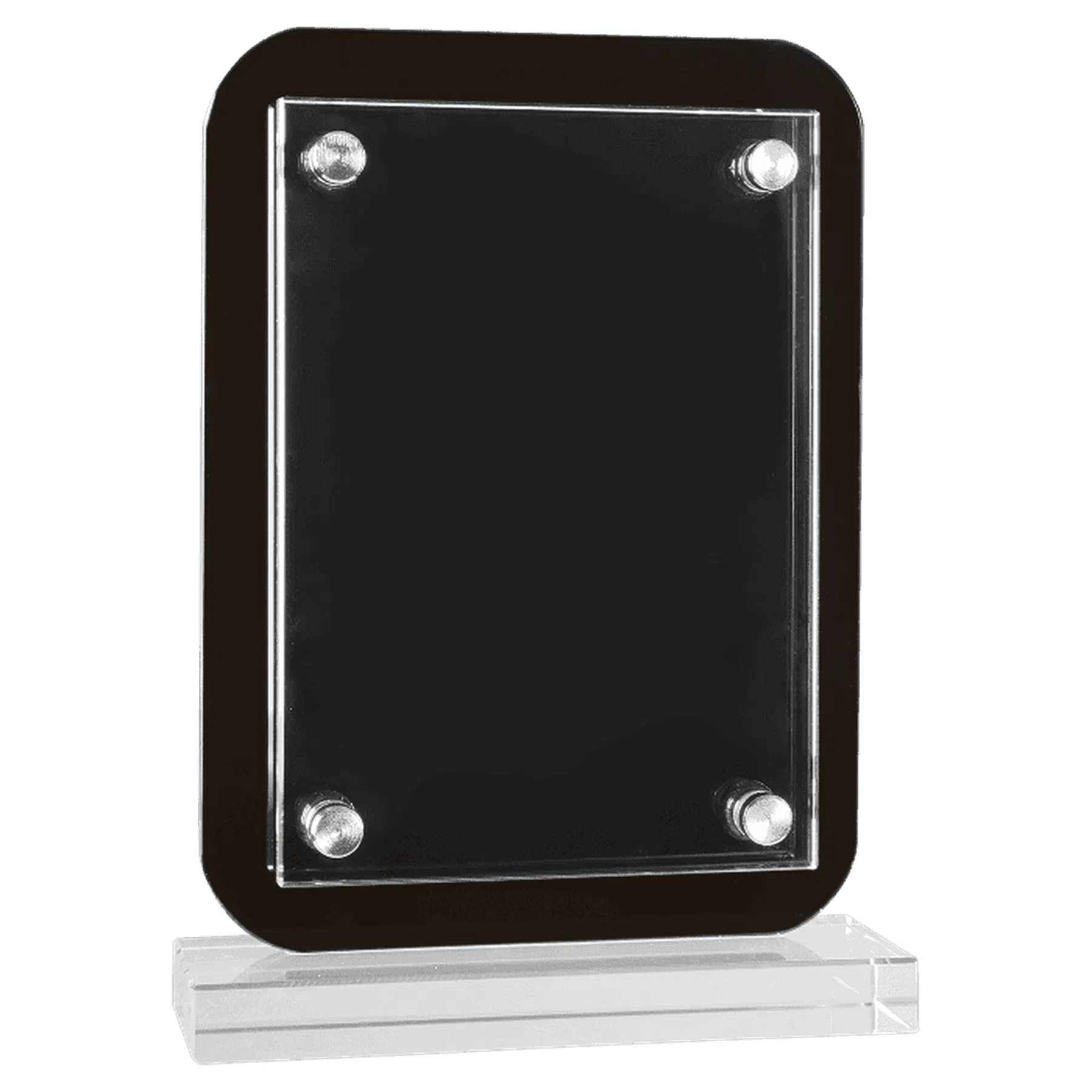 Black Floating Glass Stand Up Plaque