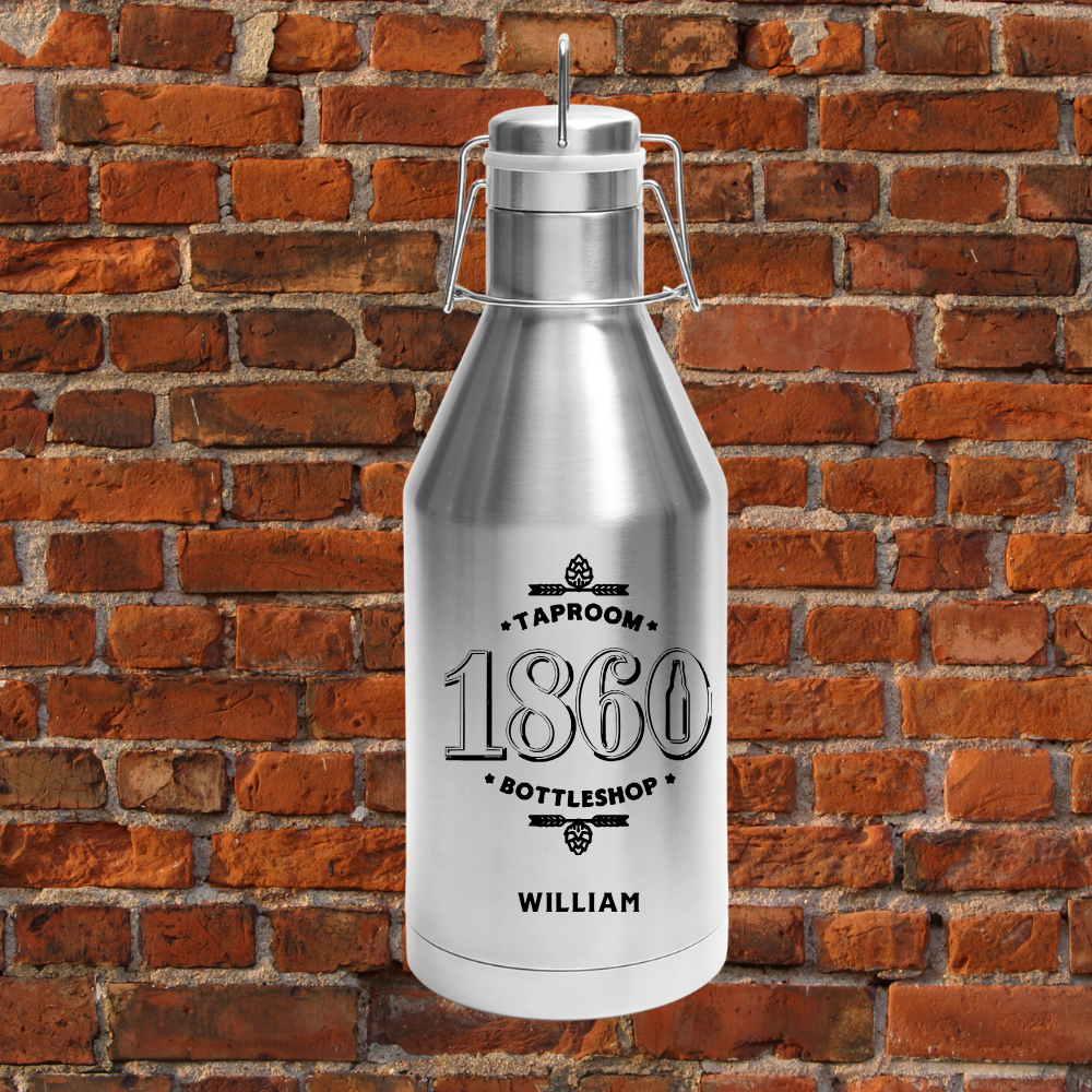 1860 Stainless Steel  Polar Camel Growler (Stainlesswith Classic Logo and Personalization)