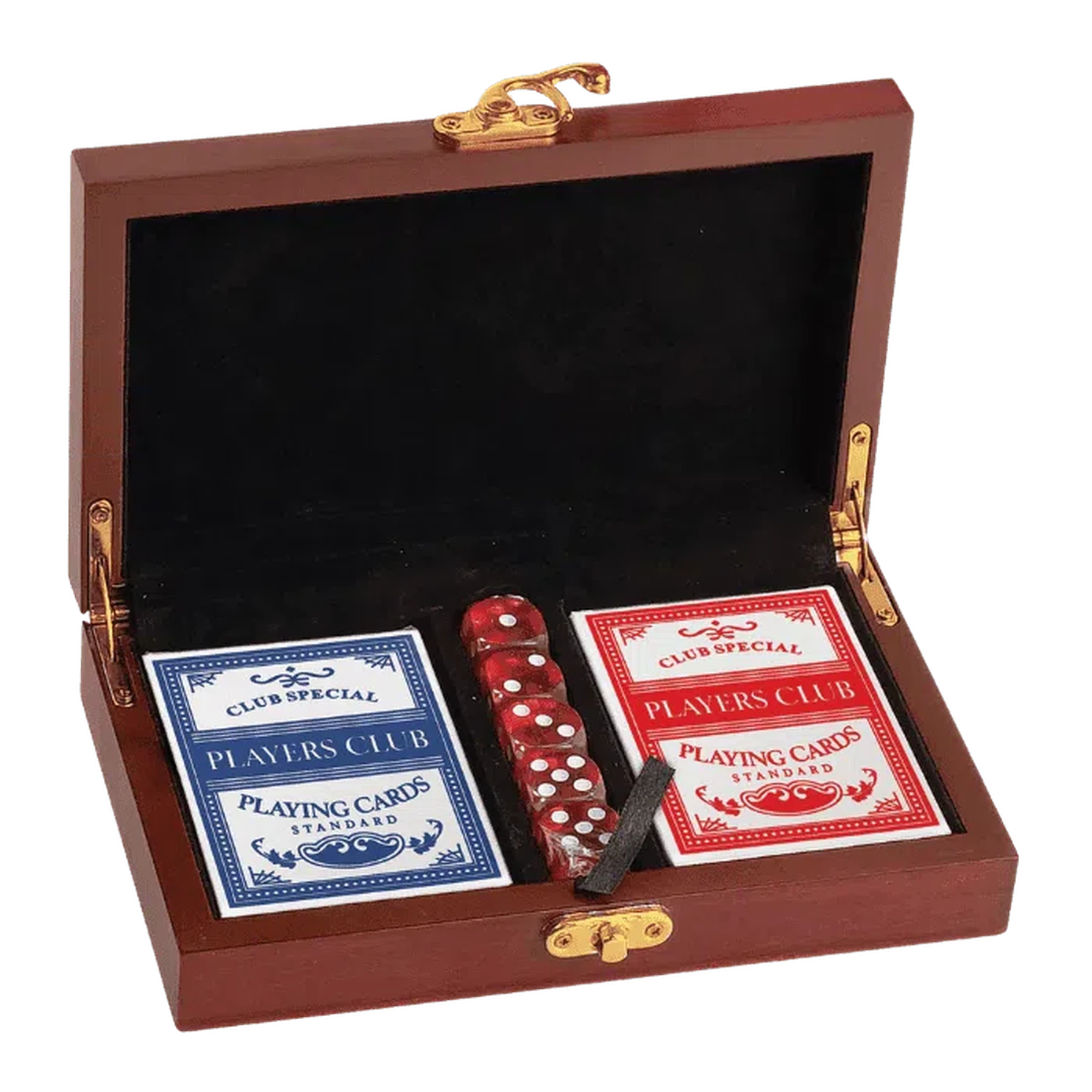 Card and Dice Box Set in Rosewood Finish (Gold Text and Logo)