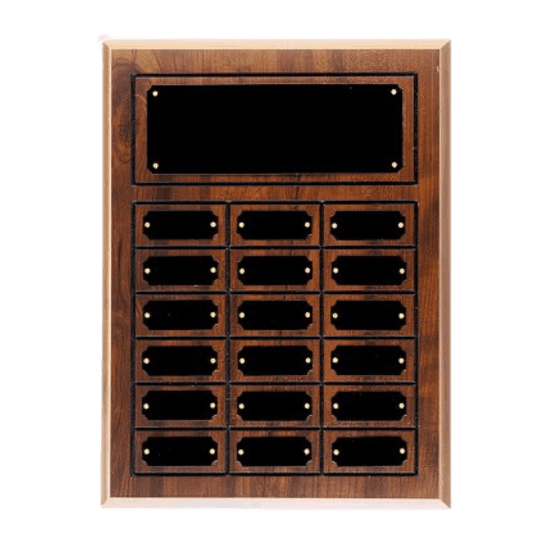 Cherry Finish Grooved Perpetual Plaque with 12, 18 or 24 Plates