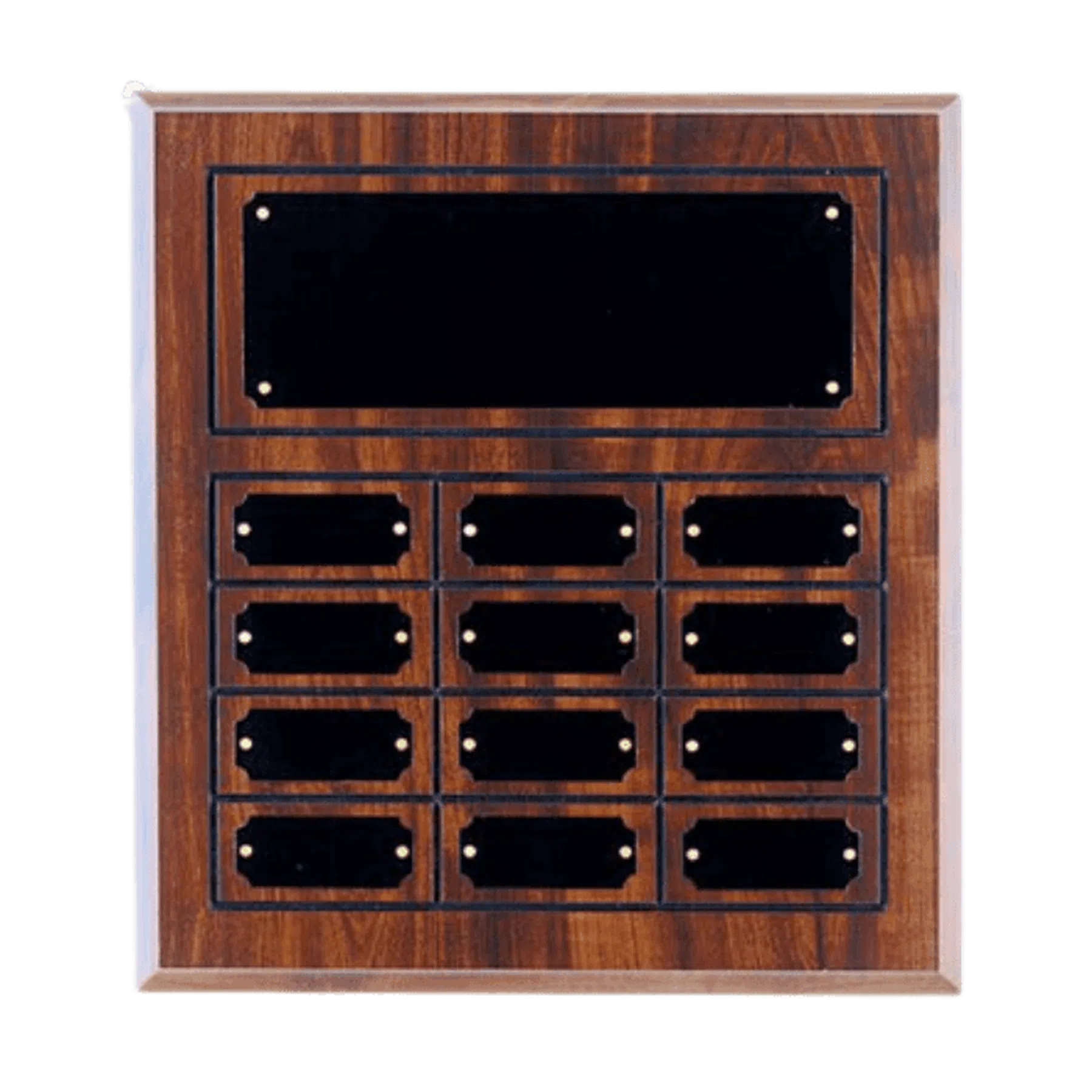 Cherry Finish Grooved Perpetual Plaque with 12, 18 or 24 Plates