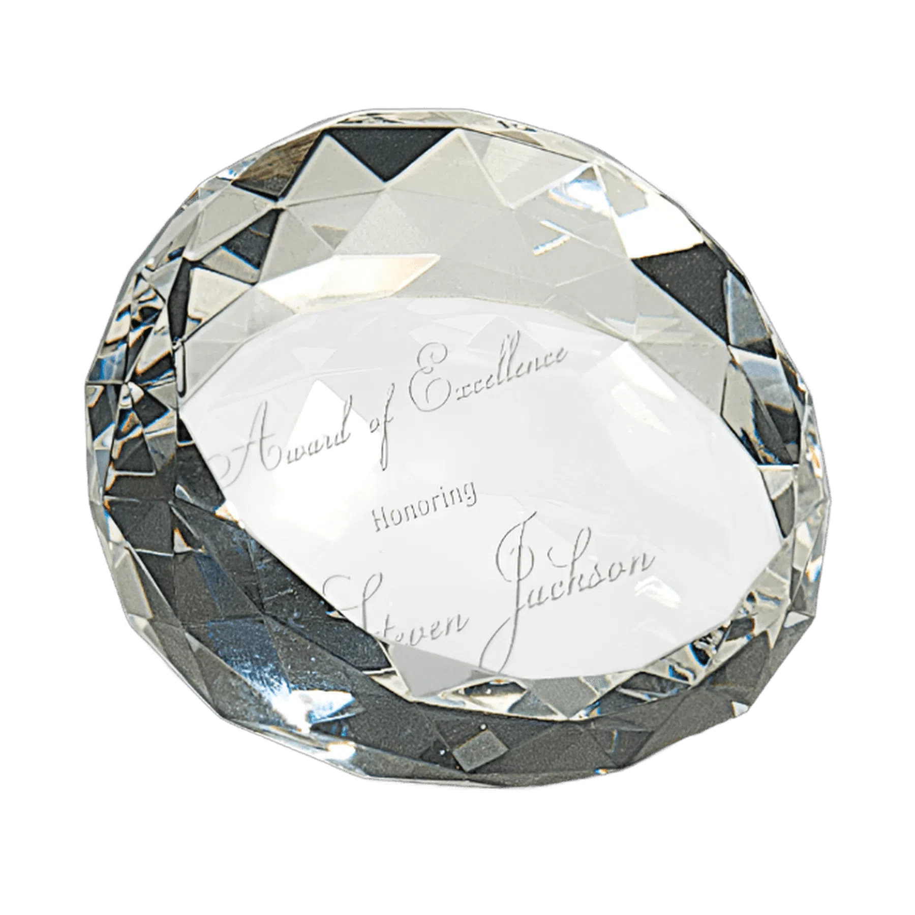 Clear Round Faceted Crystal Paperweights