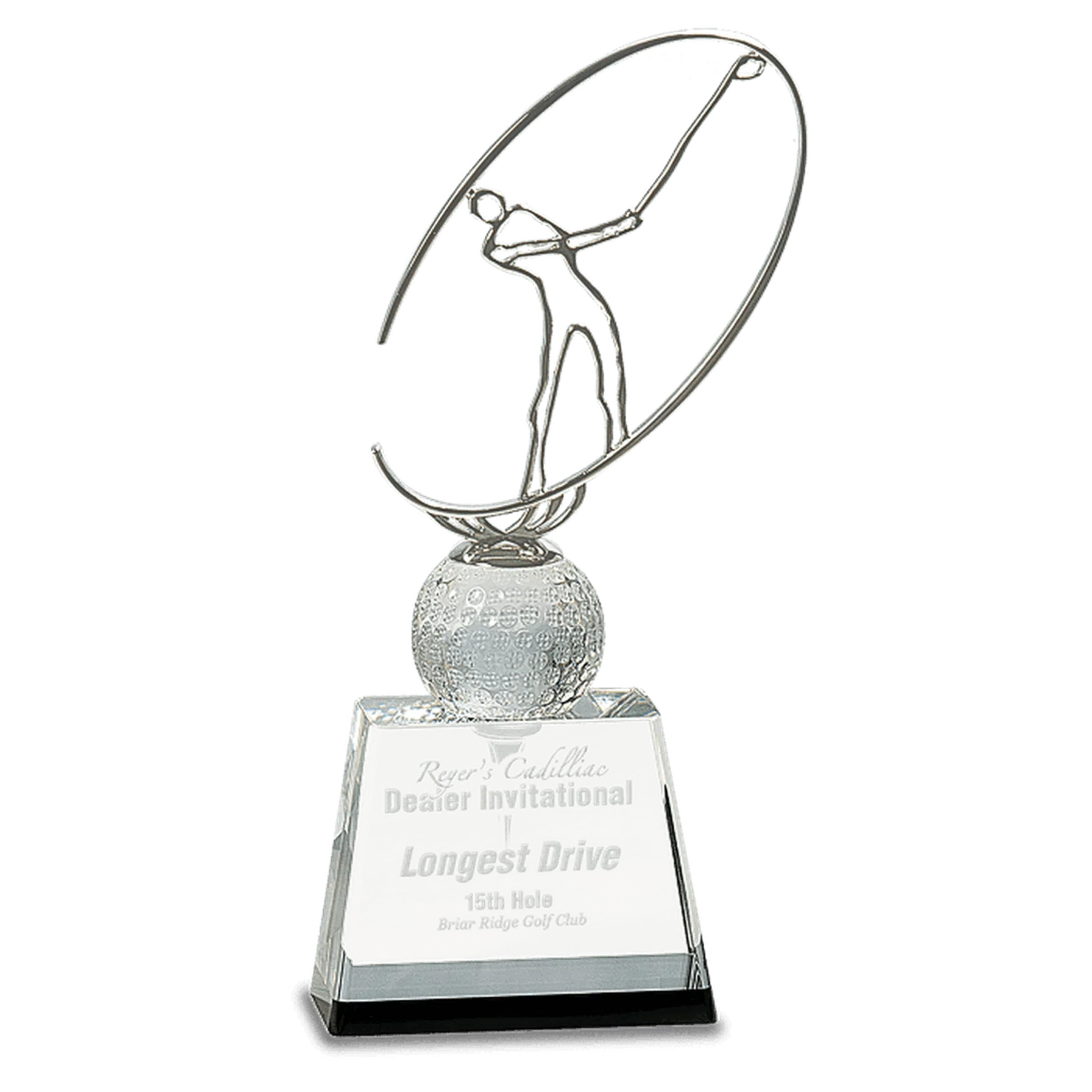 Clear/Black Crystal Golf Award with Silver Metal Figure