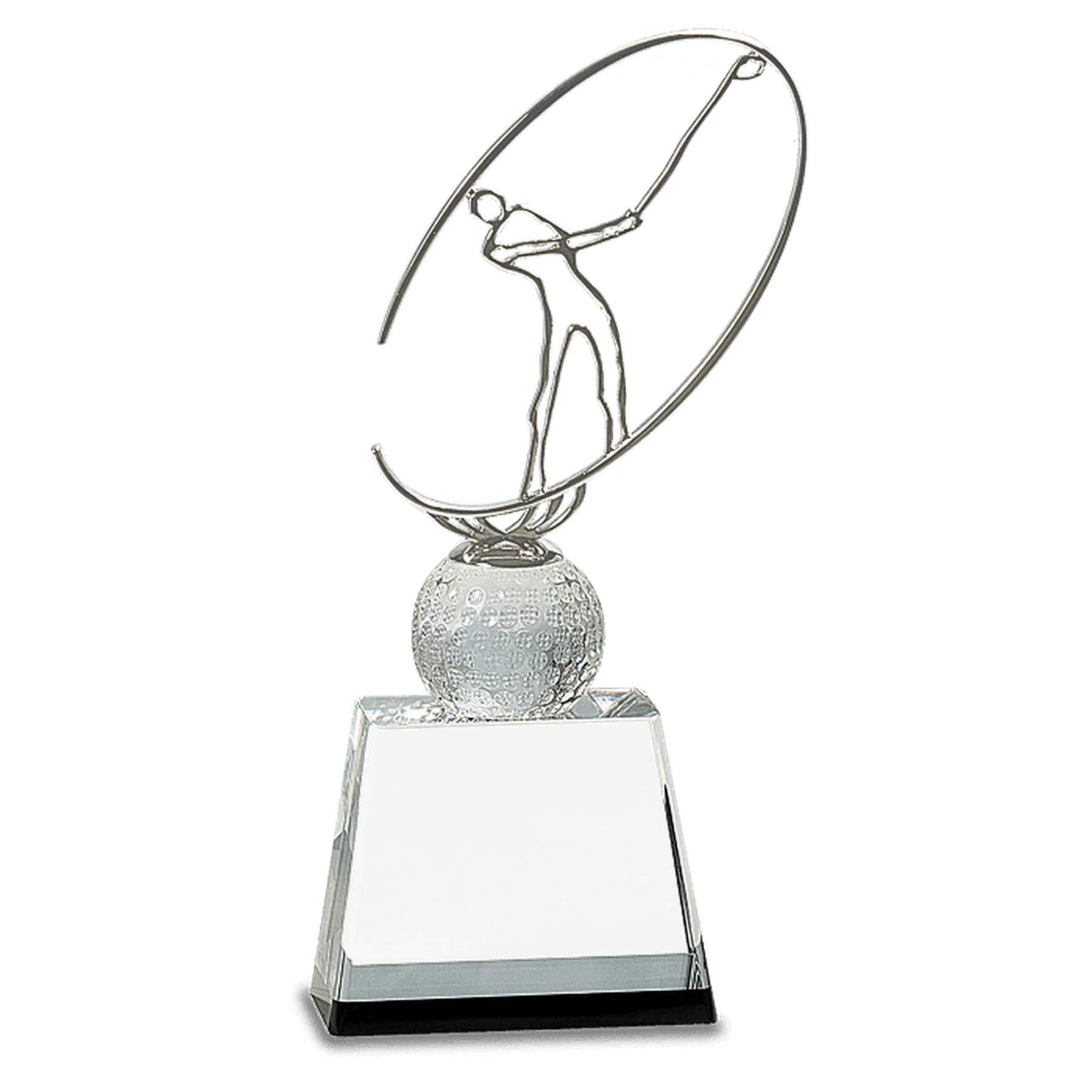 Clear/Black Crystal Golf Award with Silver Metal Figure