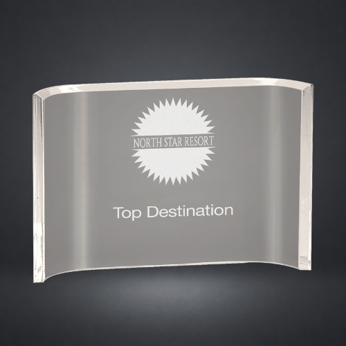 Clear Acrylic Crescent Awards Dark Background