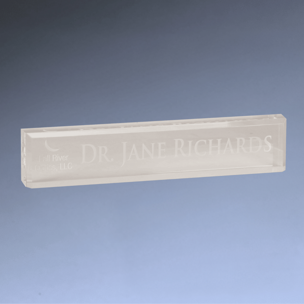 Acrylic Name Bar - Custom Engraved Clear and Black Desk Display