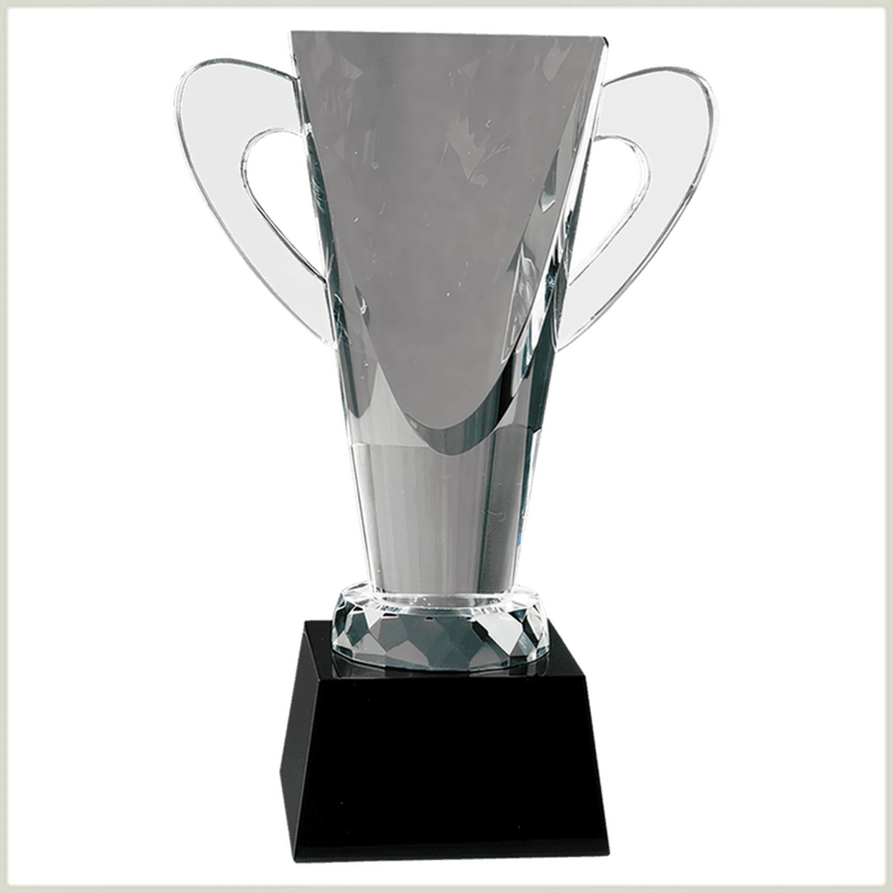 Crystal Trophy Cup on Black Pedestal Base
