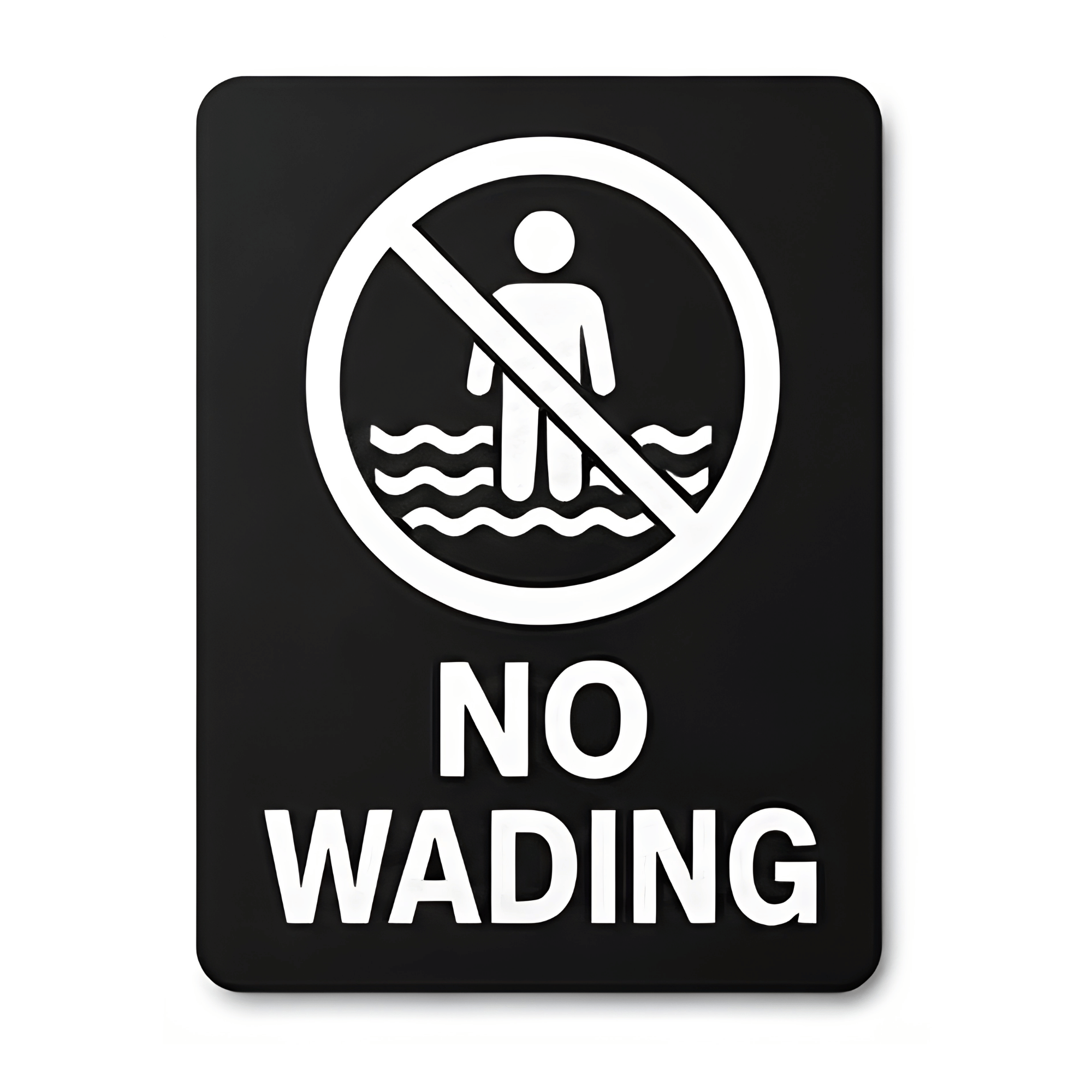 Custom Outdoor Acrylic No Wading Sign - Black with White Engraving