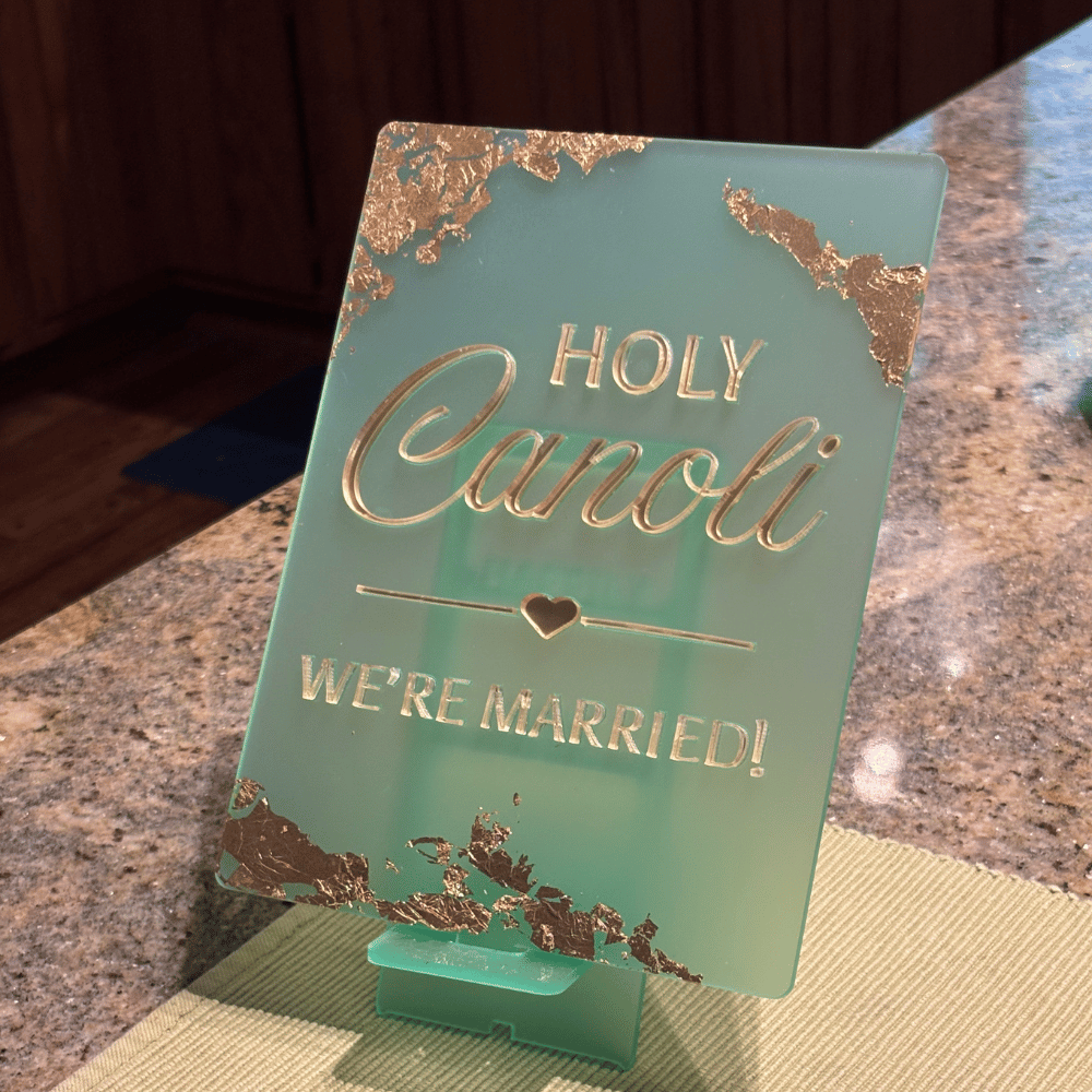 Custom Acrylic Wedding Sign with Gold Leaf