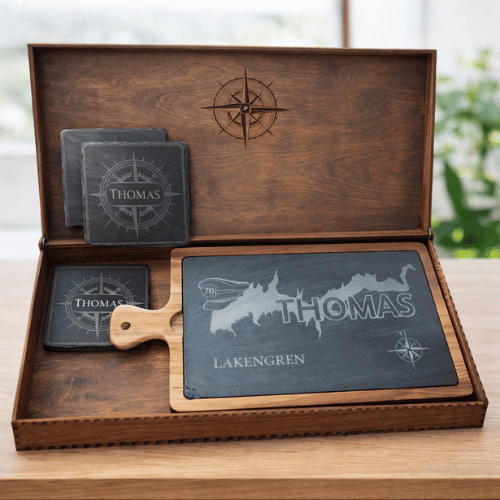 Custom Designed Slate Cutting Board Boxed Gift Set for Recognition