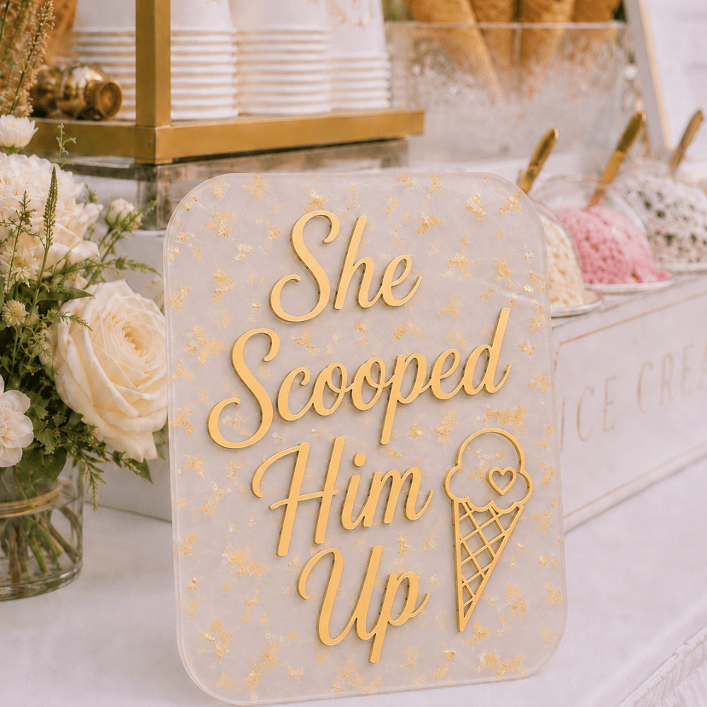 Custom Designed and Laser Cut Acrylic Wedding Table Sign for Receptions