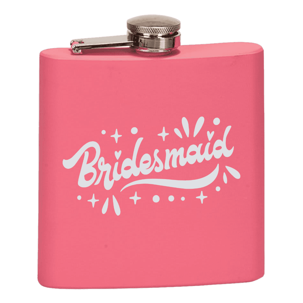 Personalized Flasks – 6 oz. Stainless with Leatherette & Cork Wraps Matte Black & Pink / Pink / Stainless Steel