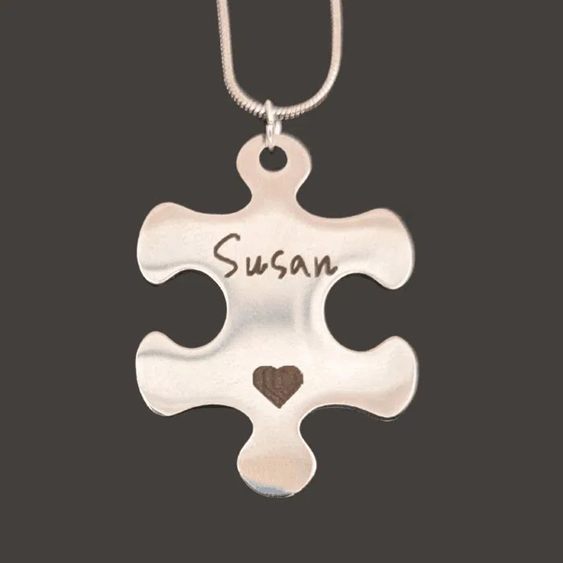 Engravable Stainless Steel Puzzle Piece Necklace