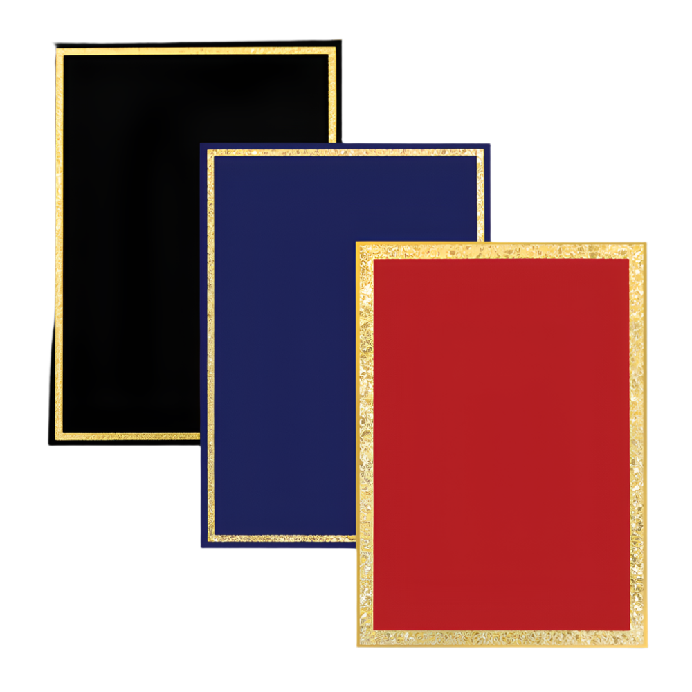 Engraved Florentine Brass Plated Plaque Plate (Black, Red, Blue)
