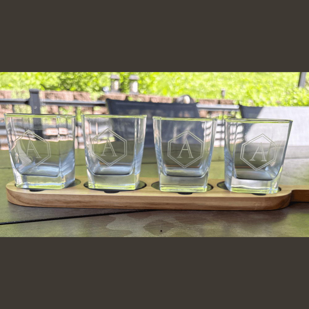 Laser Etched Monogram Glasses for Anniversary