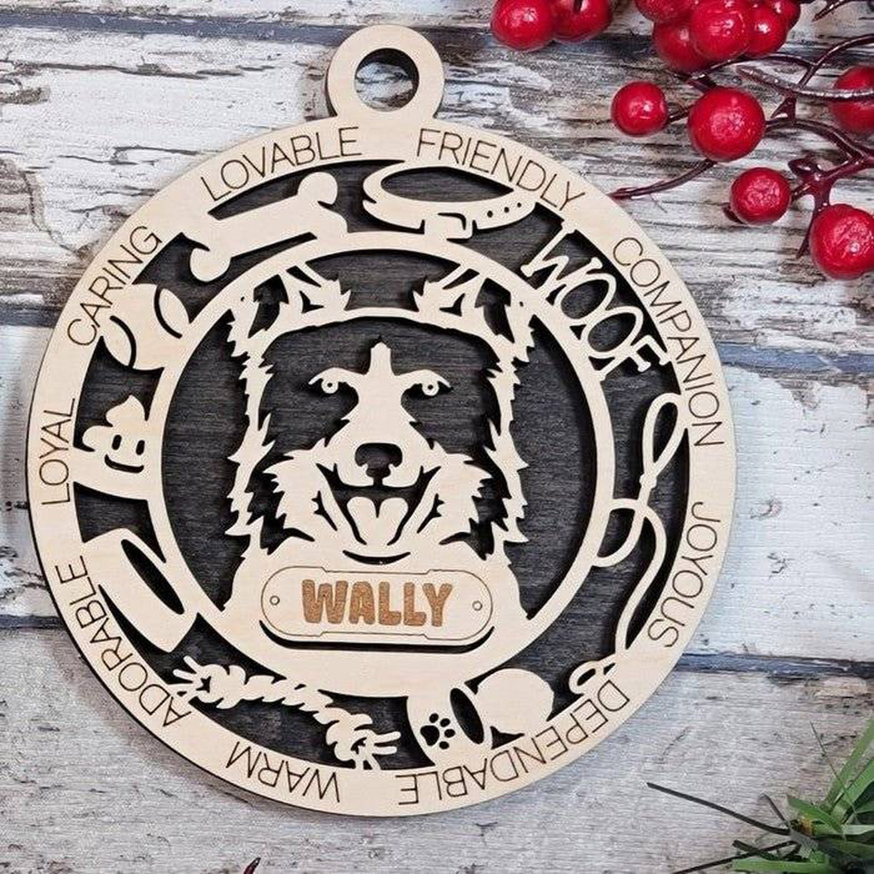 Fun Dog Breed Ornaments (Natural Birch) (Personalization Included)