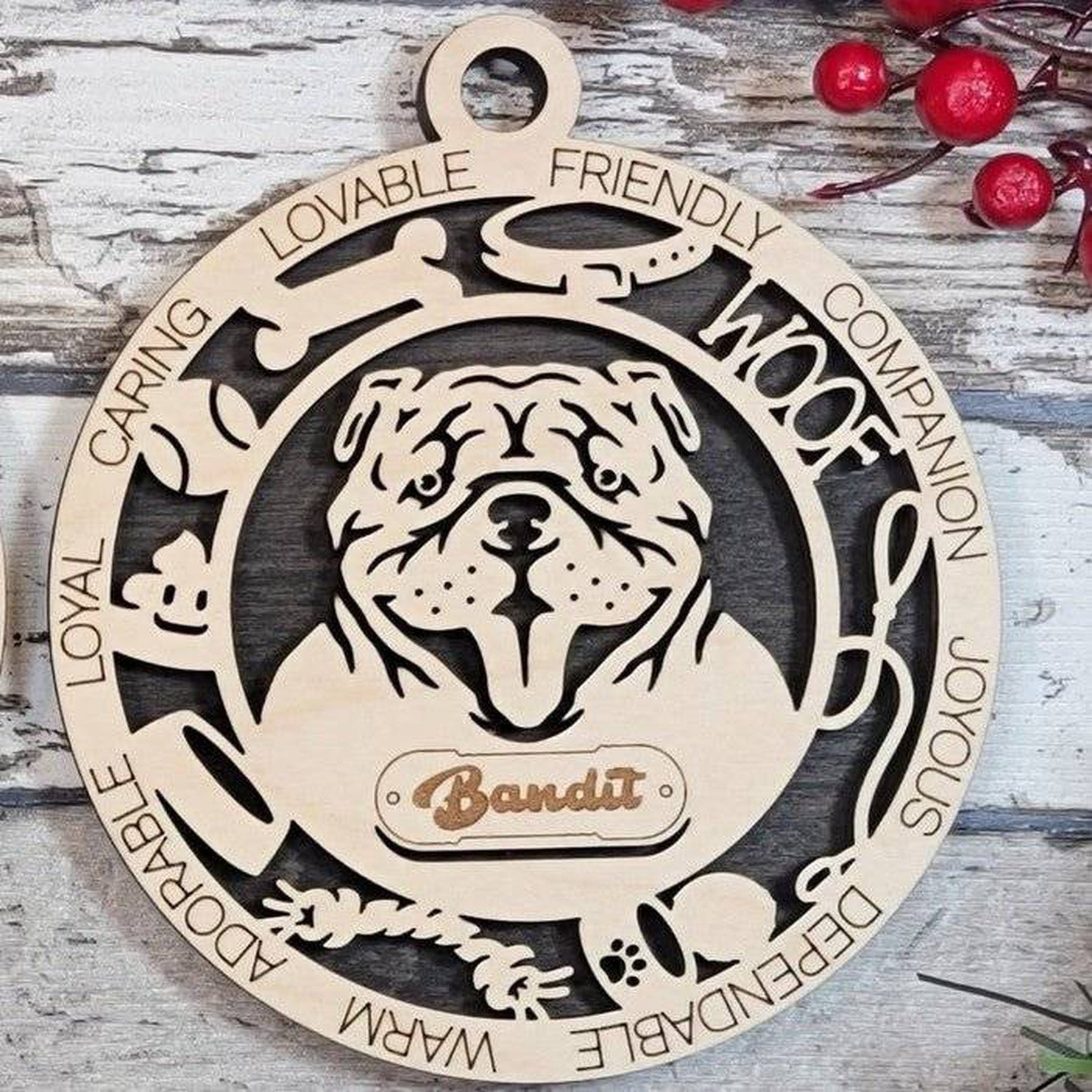 Fun Dog Breed Ornaments (Natural Birch) (Personalization Included)