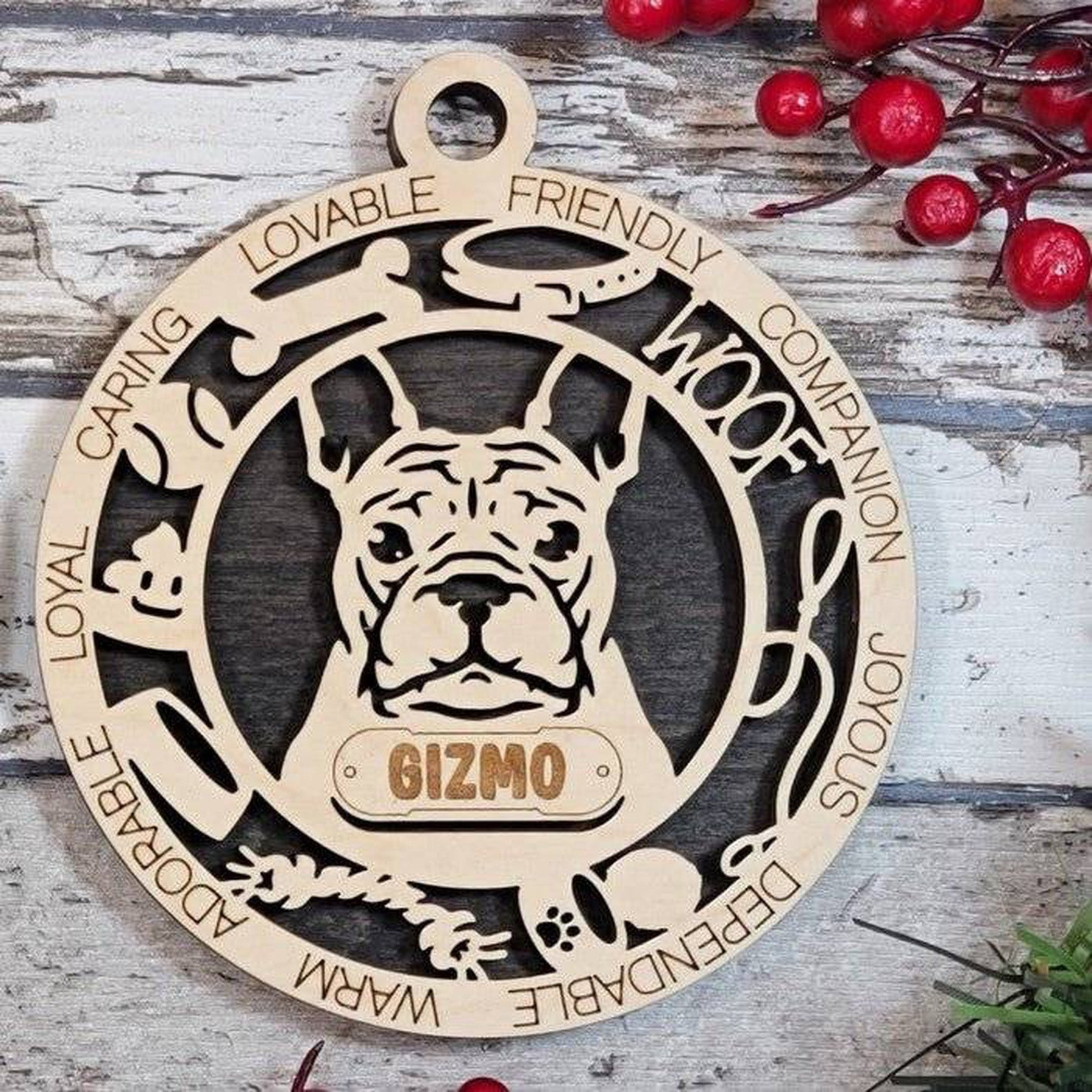 Fun Dog Breed Ornaments (Natural Birch) (Personalization Included)