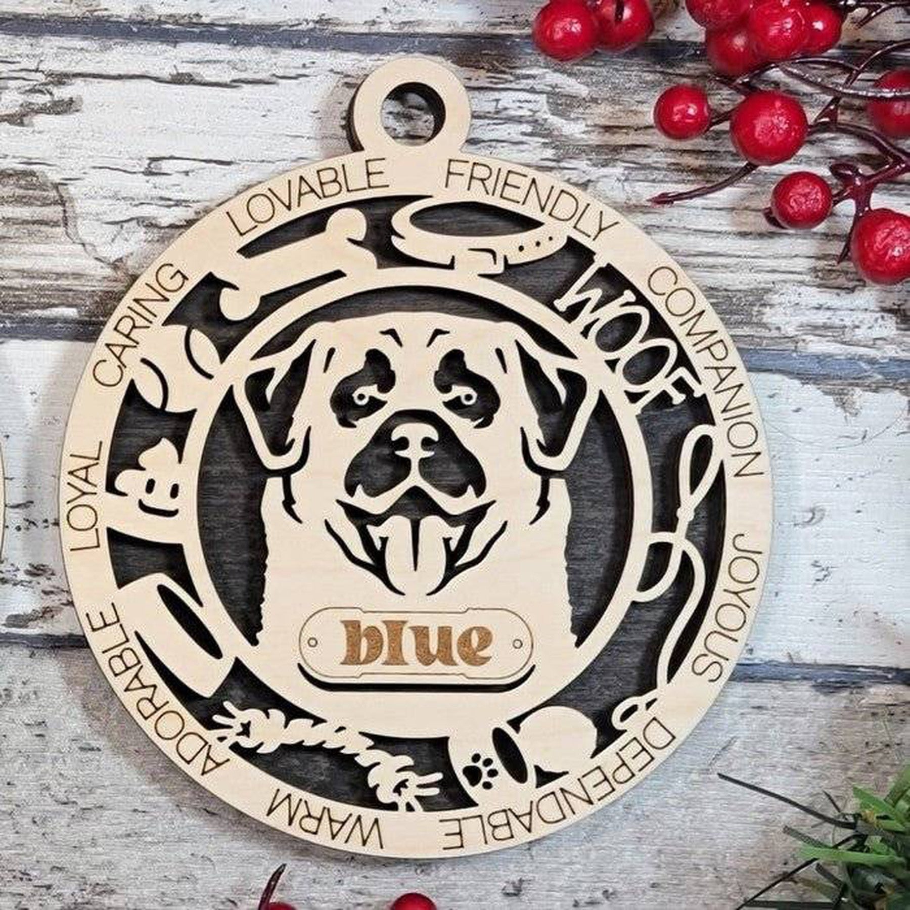 Fun Dog Breed Ornaments (Natural Birch) (Personalization Included)