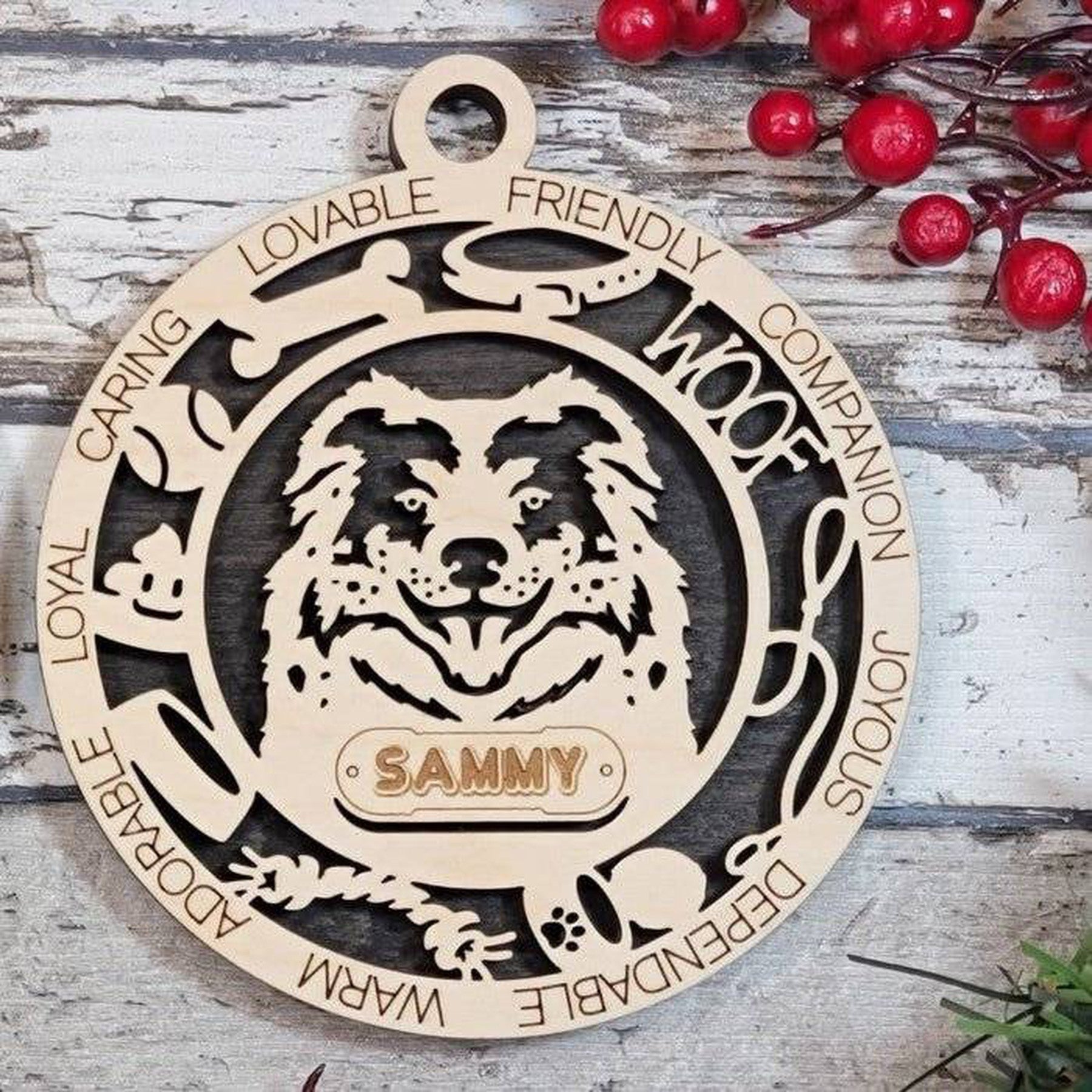 Fun Dog Breed Ornaments (Natural Birch) (Personalization Included)