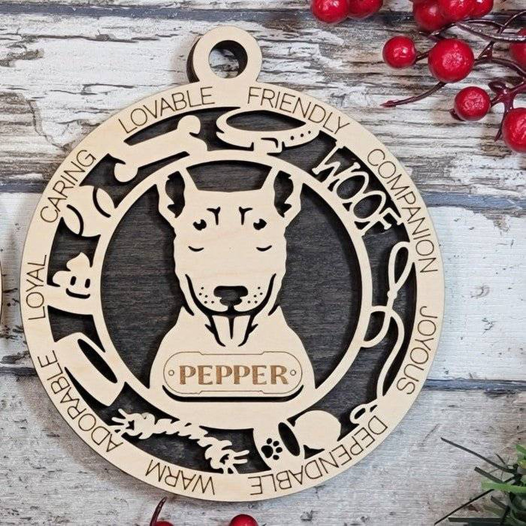 Fun Dog Breed Ornaments (Natural Birch) (Personalization Included)