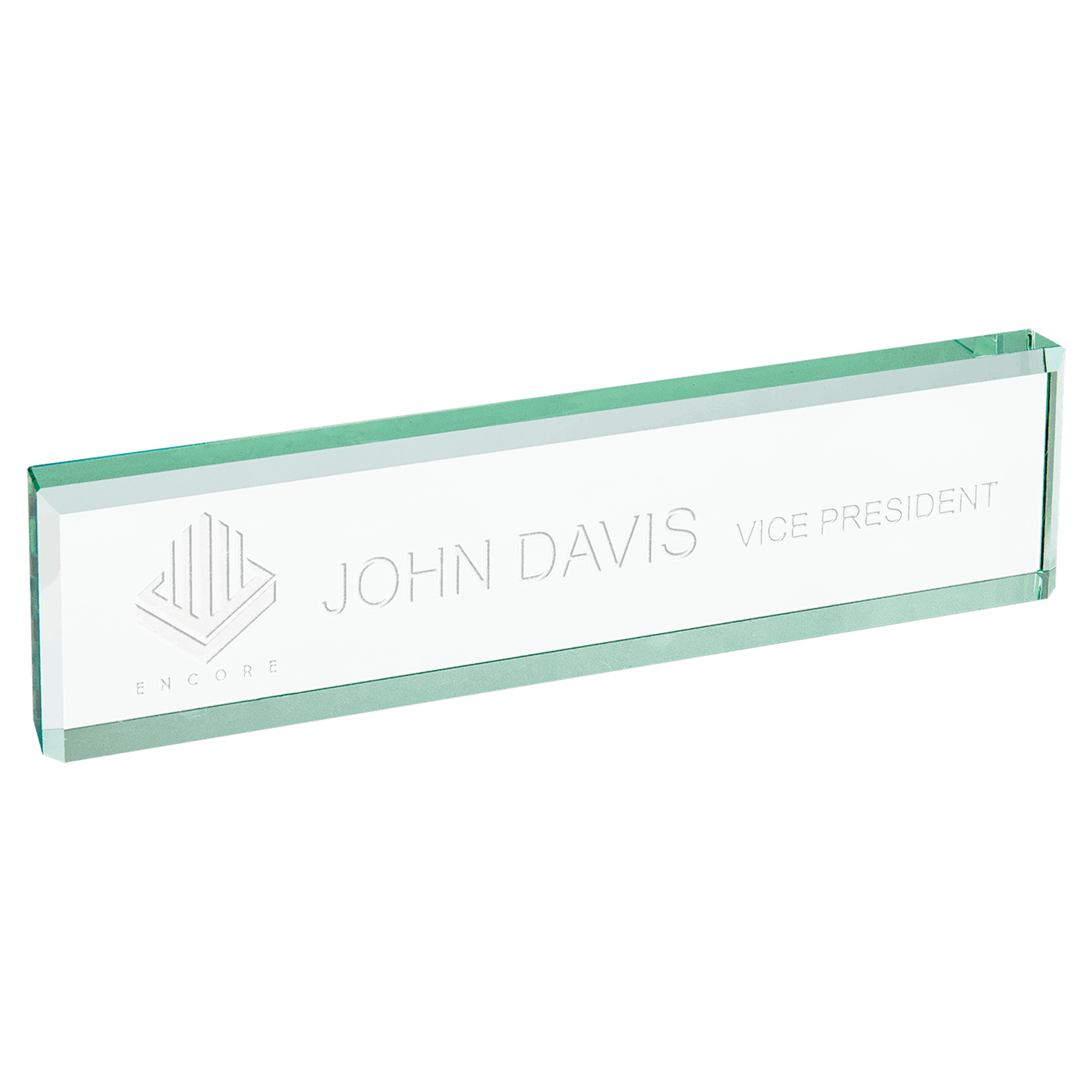 Jade Glass Desk Name Bar