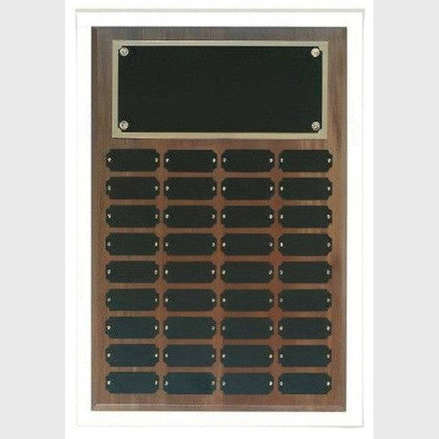 Genuine Walnut Step Edge Perpetual Plaque with 12-102 Plates