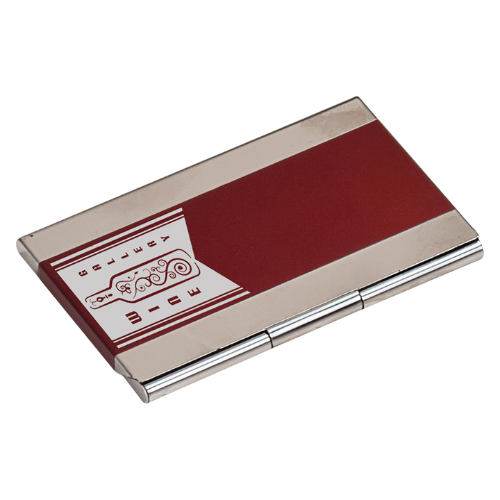 Personalized Business Card Cases – Wood and Stainless Steel Styles Red Stainless Steel / 3 3/4" x 2 1/2"
