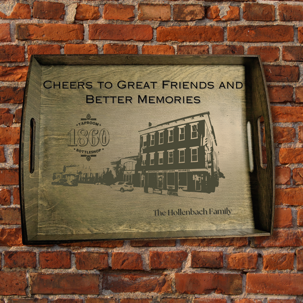 Hand-Crafted 1860 Birch Wood Serving Tray (Personalization Options Available)