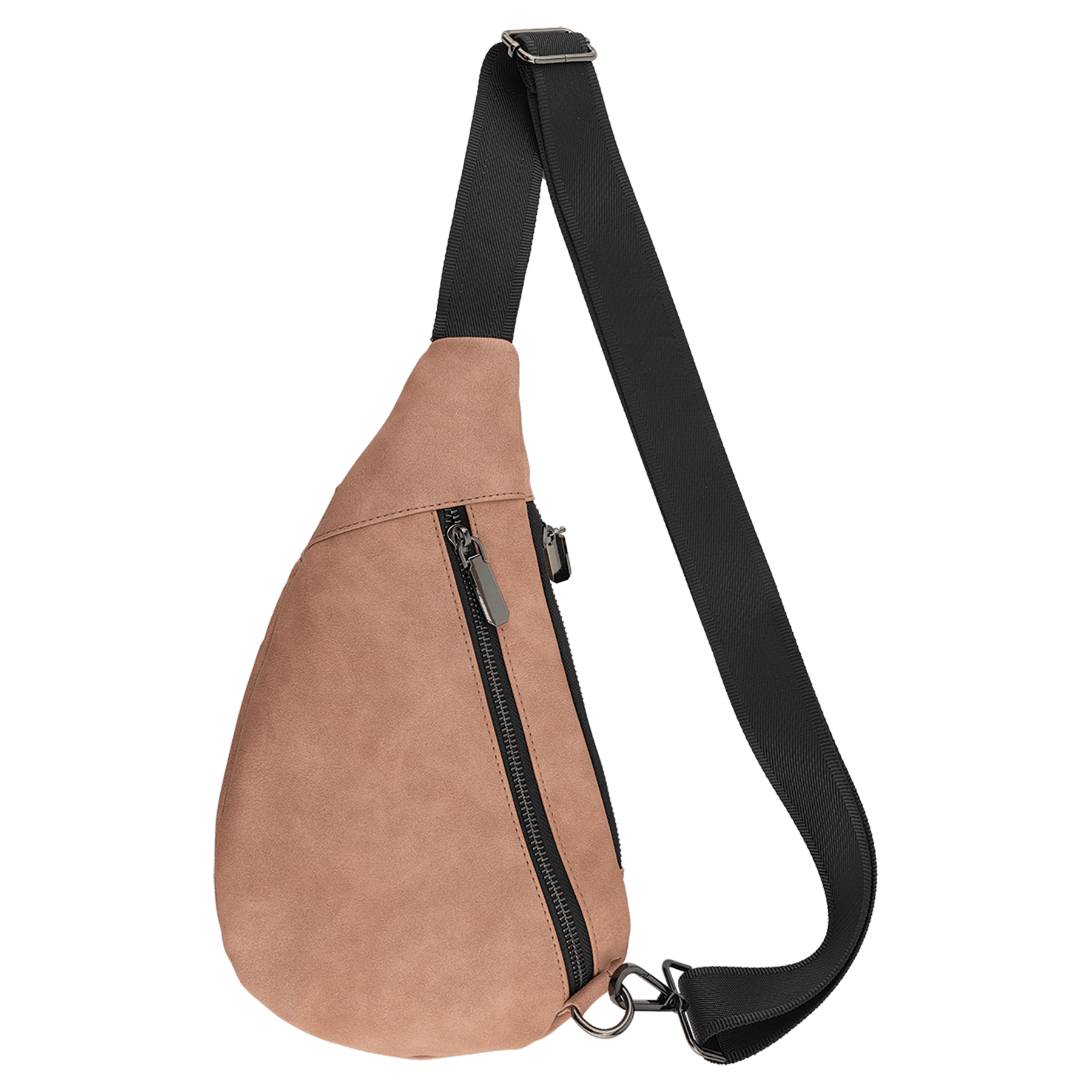 Personalized Leatherette Crossbody Bag - Creekside Collection Blush Zipper View