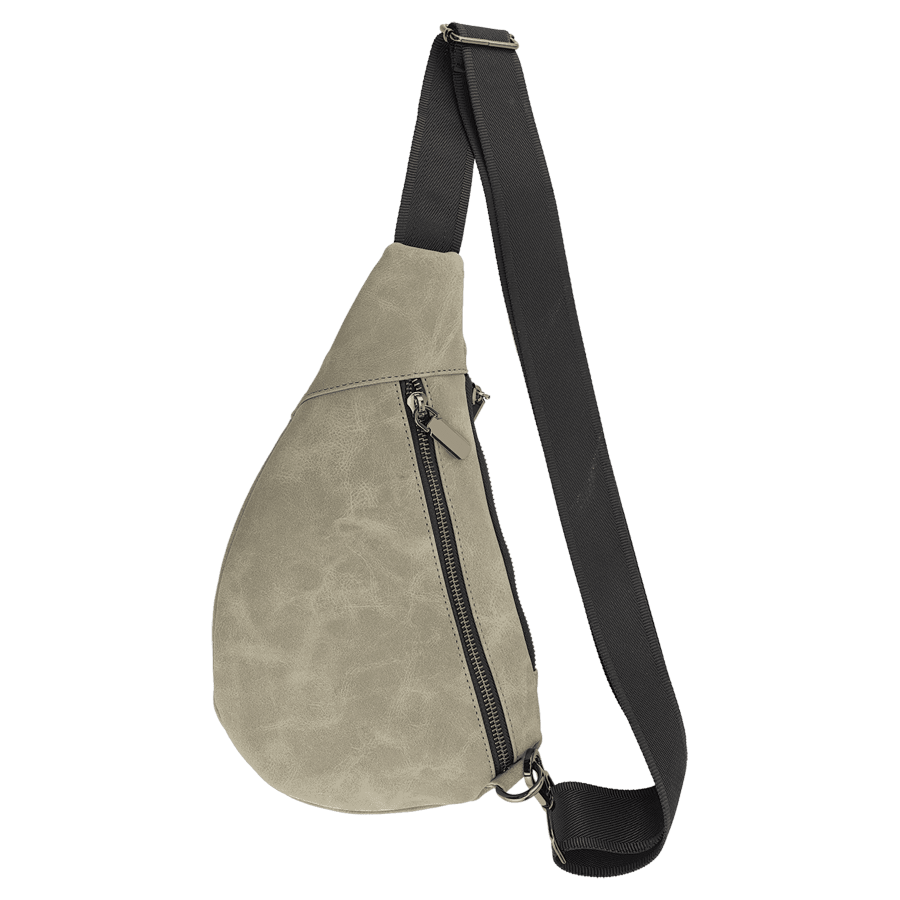 Personalized Leatherette Crossbody Bag - Creekside Collection Light Green Blank Zipper View