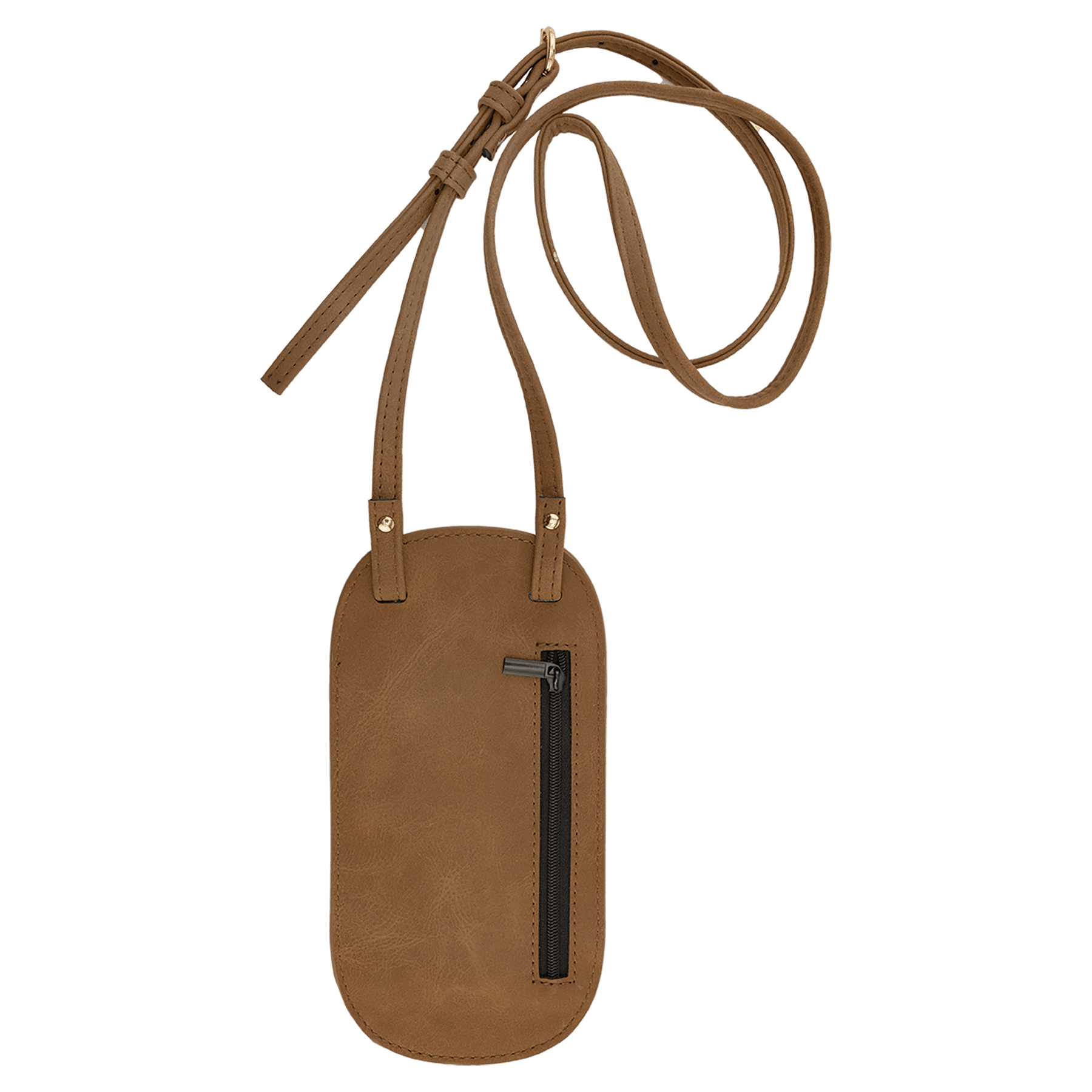 Cross Body Phone Bag - with Snap Enclosure and Back Zipper in Dark Brown - Back Zipper