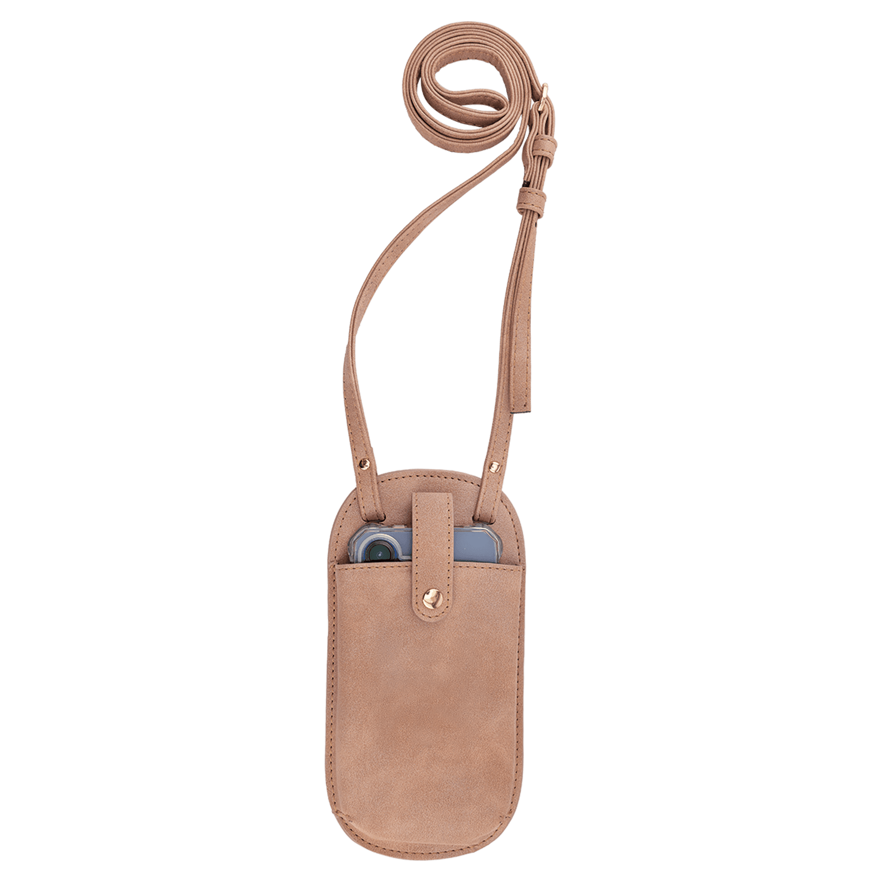 Cross Body Phone Bag - with Snap Enclosure and Back Zipper in Blush with Snap Enclosure