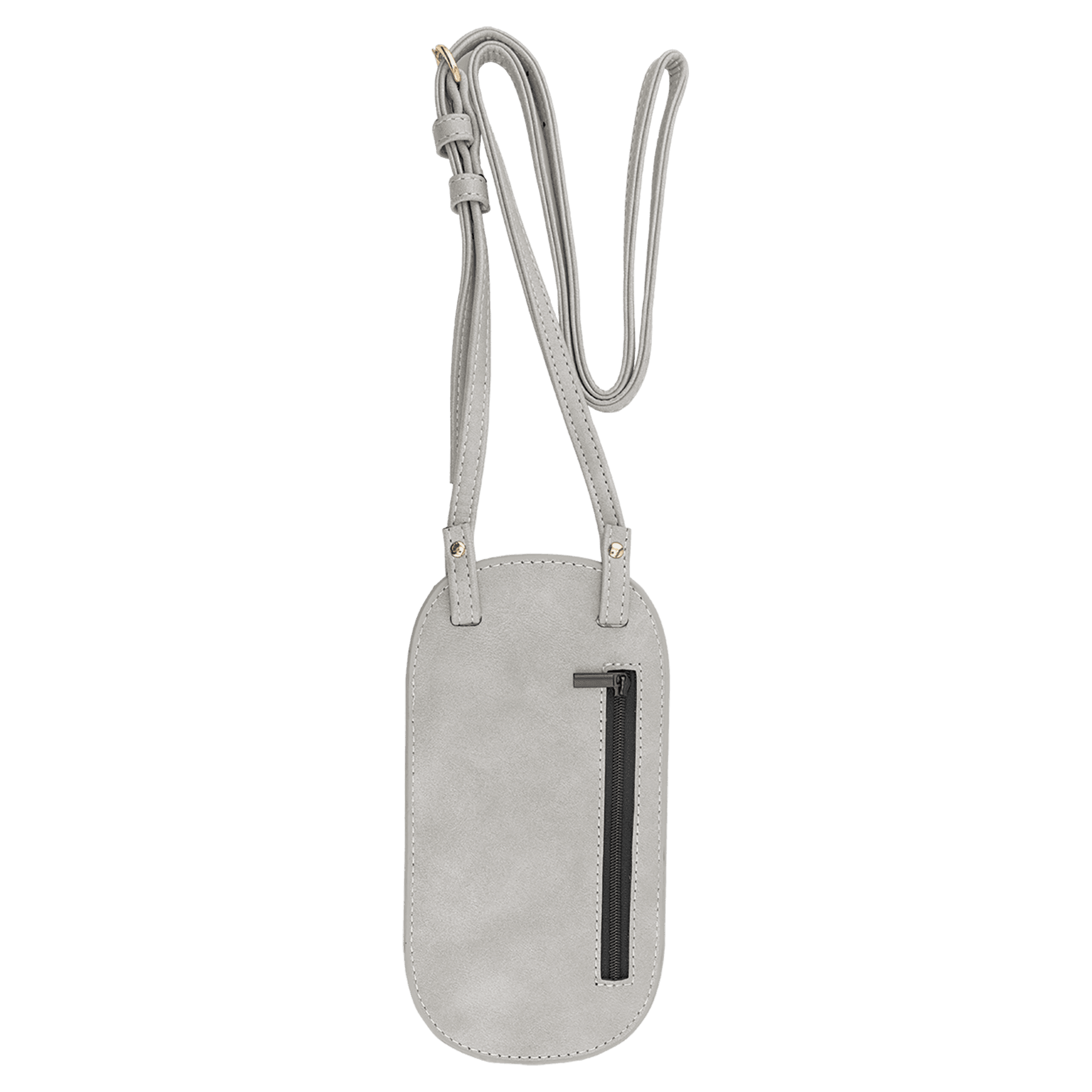 Cross Body Phone Bag - with Snap Enclosure and Back Zipper in Light Gray - Black Zipper