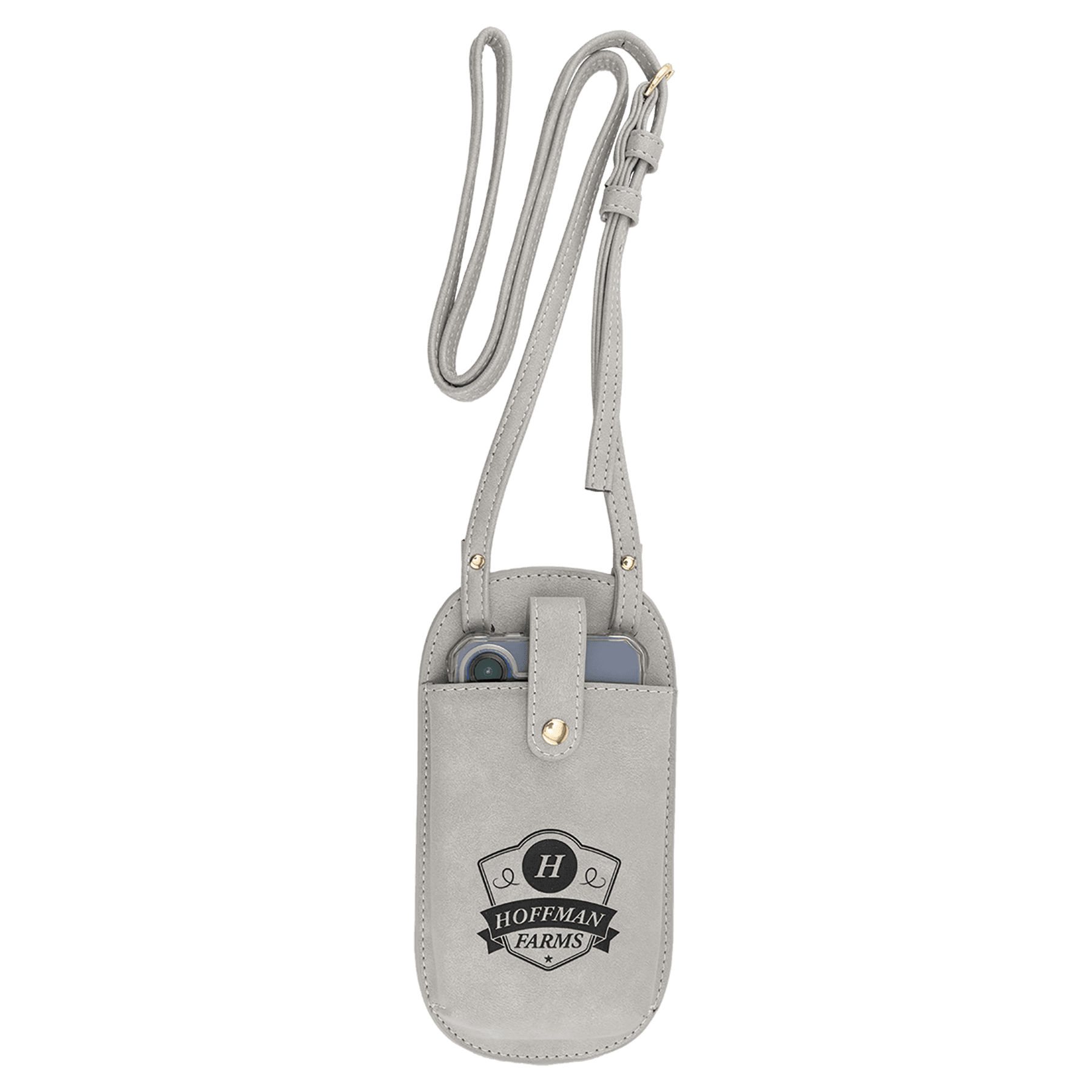 Cross Body Phone Bag - with Snap Enclosure and Back Zipper in Light Gray