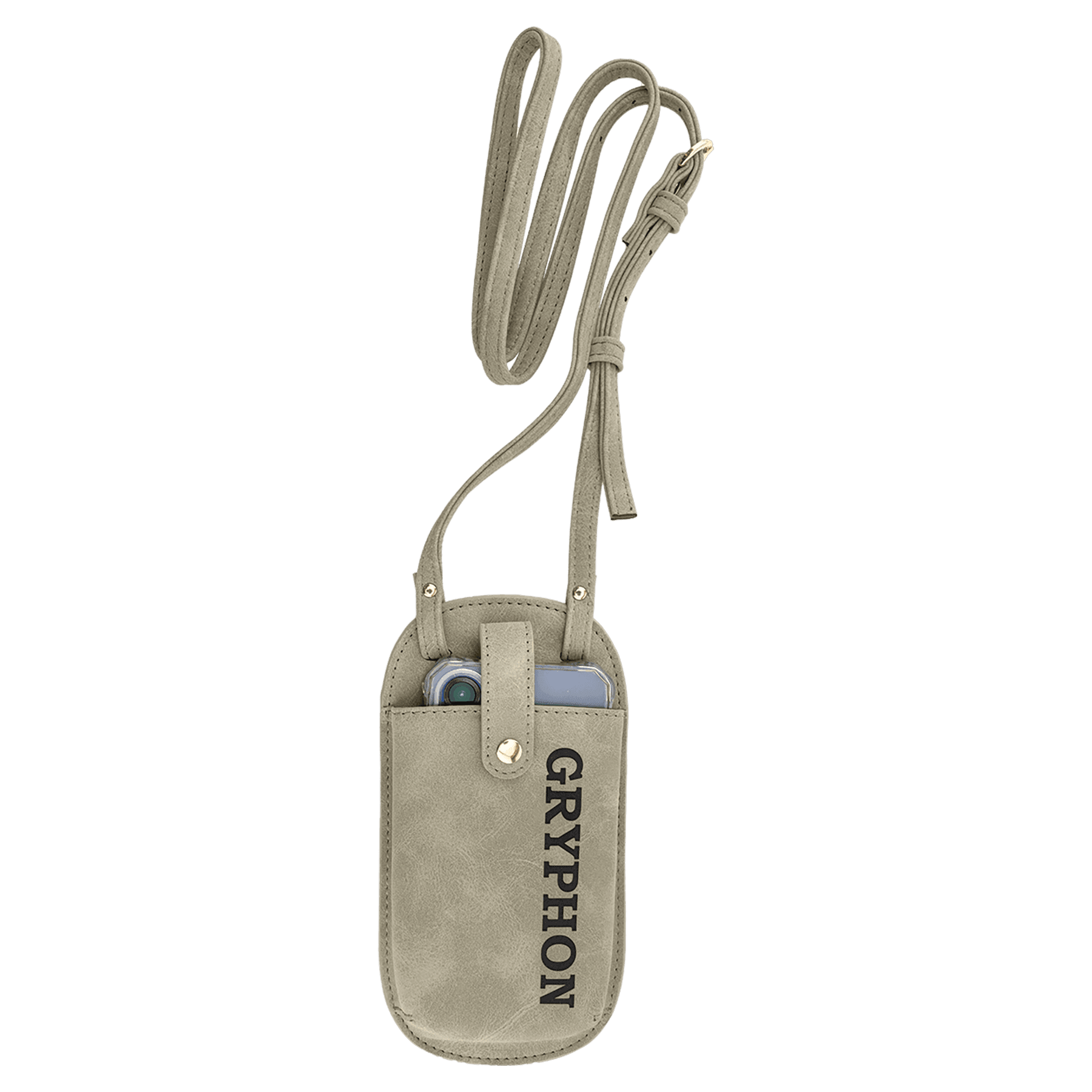 Cross Body Phone Bag - with Snap Enclosure and Back Zipper in Green - Front