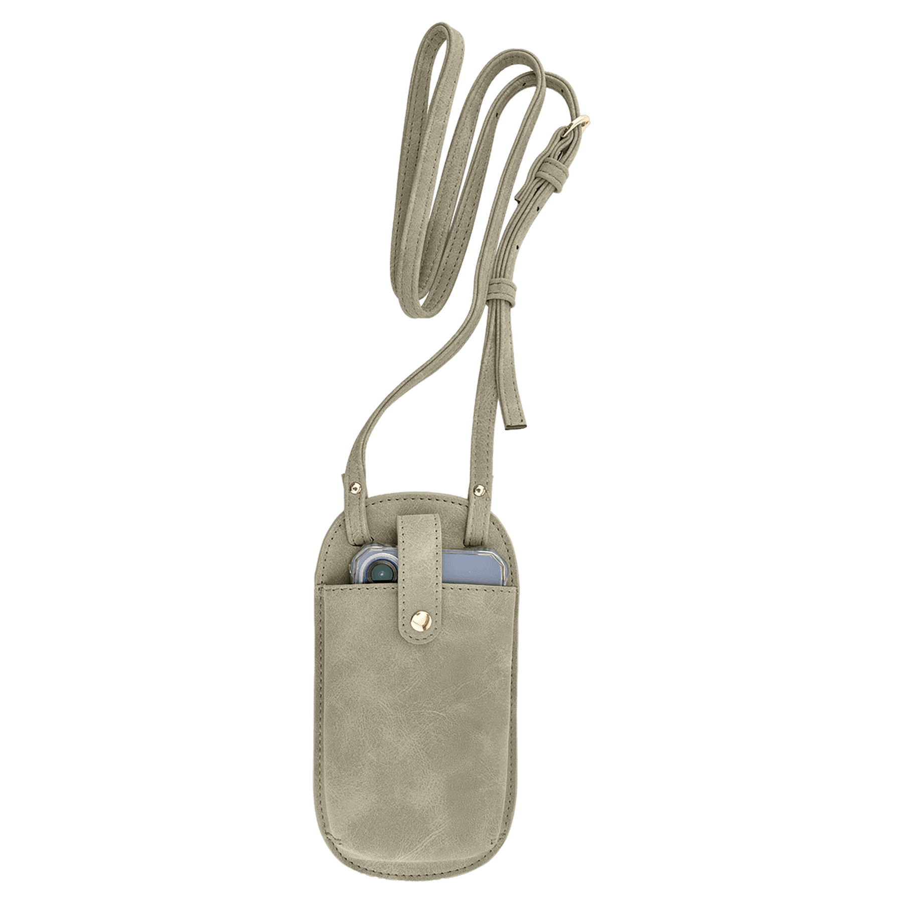 Cross Body Phone Bag - with Snap Enclosure and Back Zipper in Green - Front