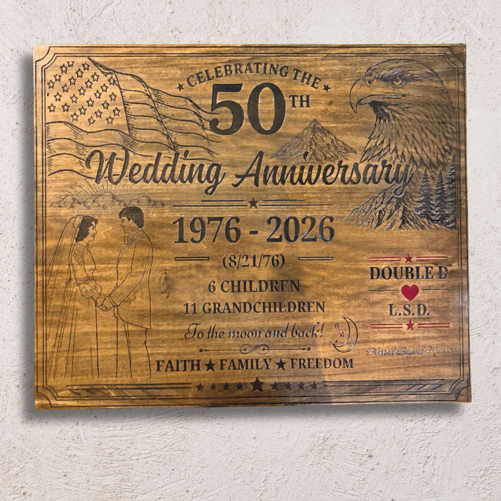 Custom Wood Anniversary Plaque Large Size