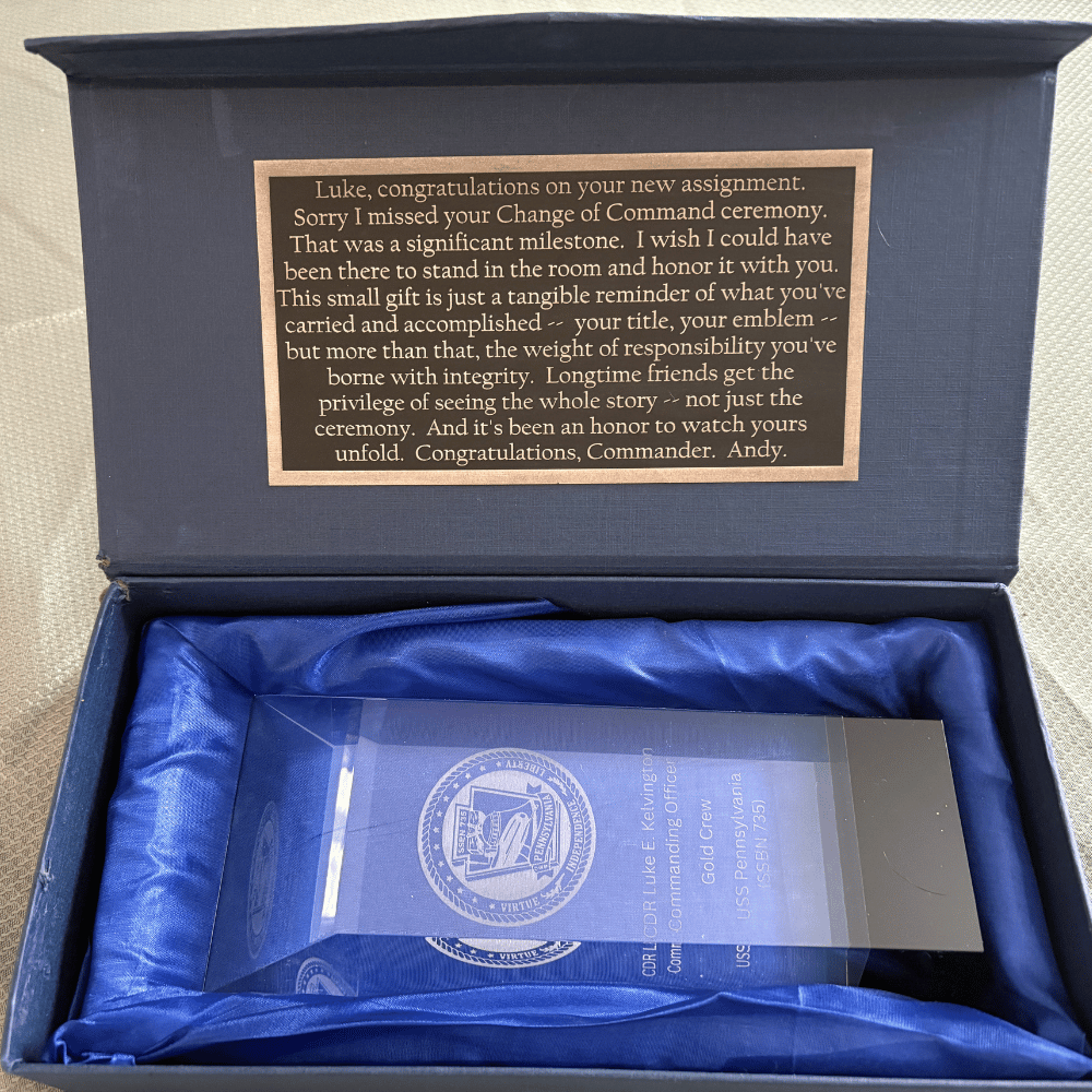 Laser Etched Crystal Award with Laser Cut Gift Card & Presentation Box
