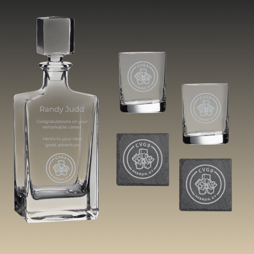 Laser Etched Decanter Set for Corporate Recognition