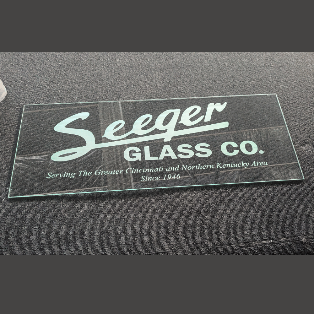 Laser Etched Glass Corporate Display Signage