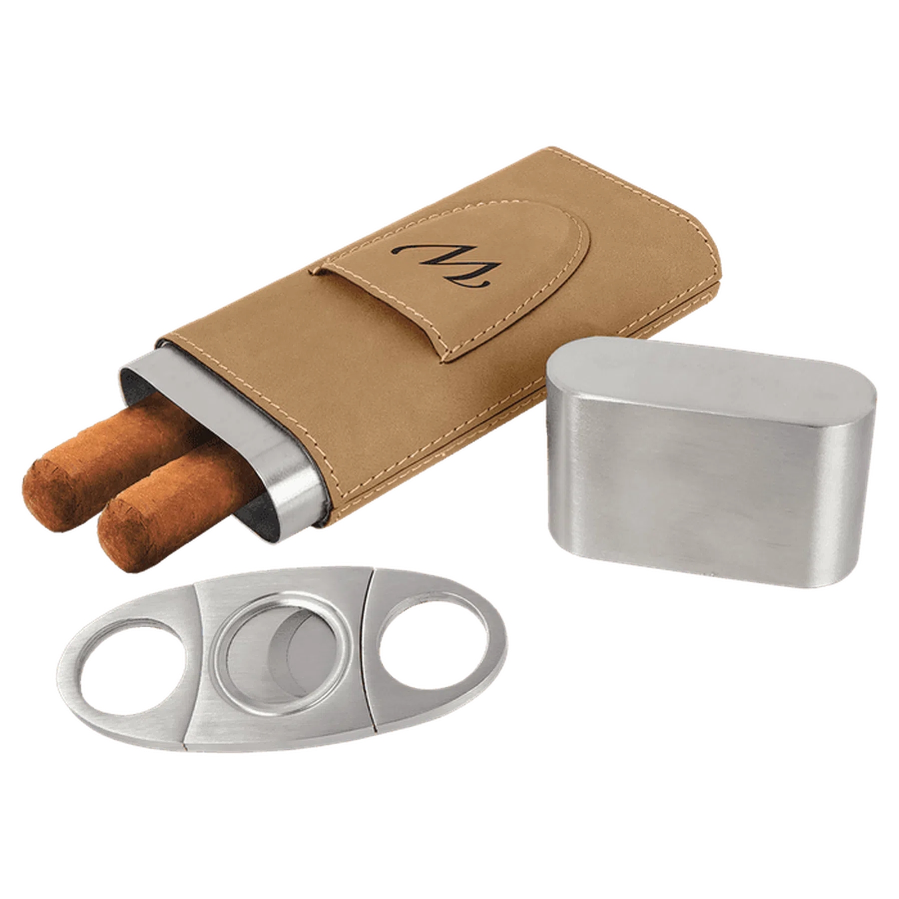 Leatherette Cigar Case with Cutter (Various Colors)