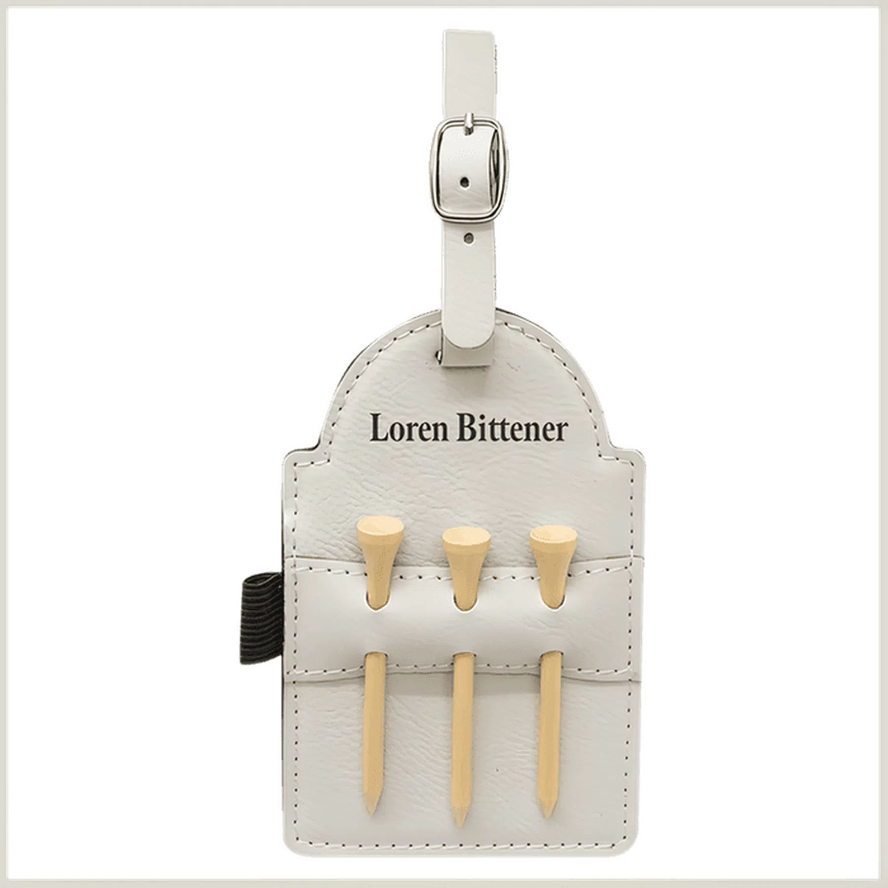 Leatherette Golf Bag Tag with 3 Tees (Various Colors)