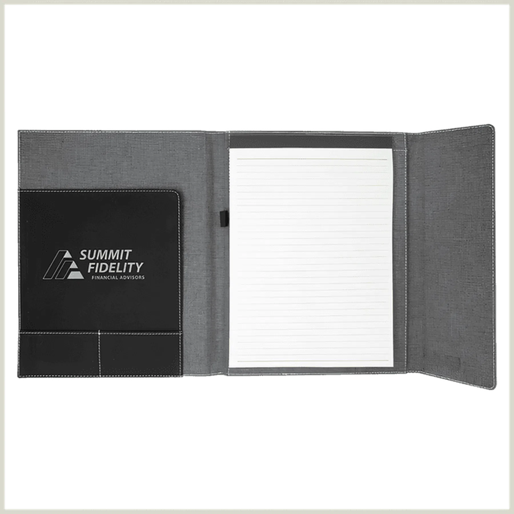 Leatherette Gray Canvas Portfolio with Notepad (9 1/2" x 12")