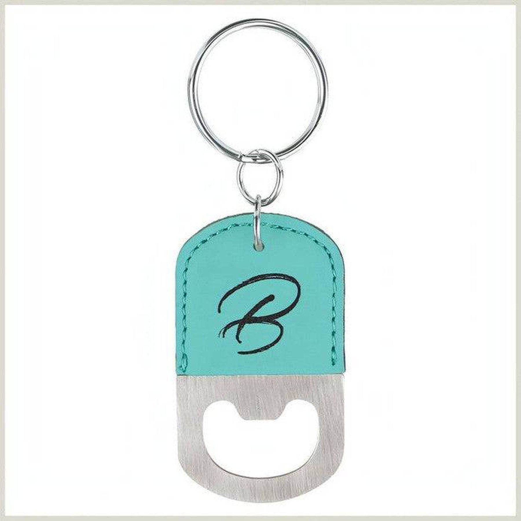 Leatherette Oval Bottle Opener with Keychain